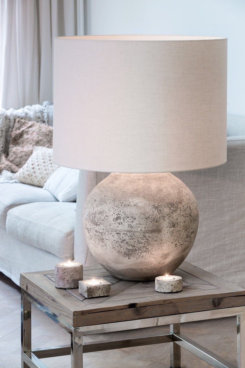 Light & Living Lampenschirm LIVIGNO, Ø 40 cm, Cremeweiß, Außenmaterial Stof günstig online kaufen