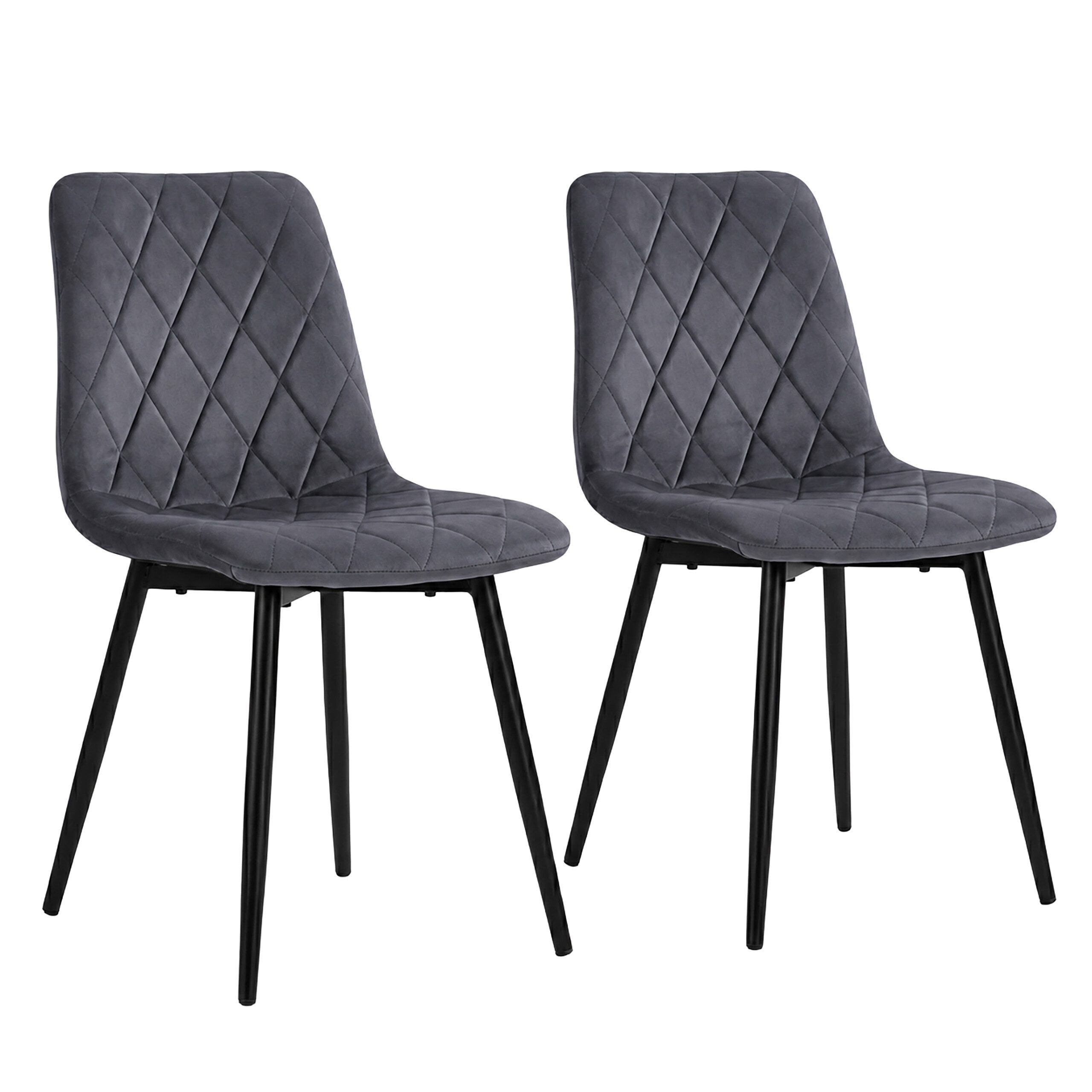 relaxdays Esszimmerstuhl Samt Esszimmerstuhl Set (2 St), anthrazit., 2er Pack