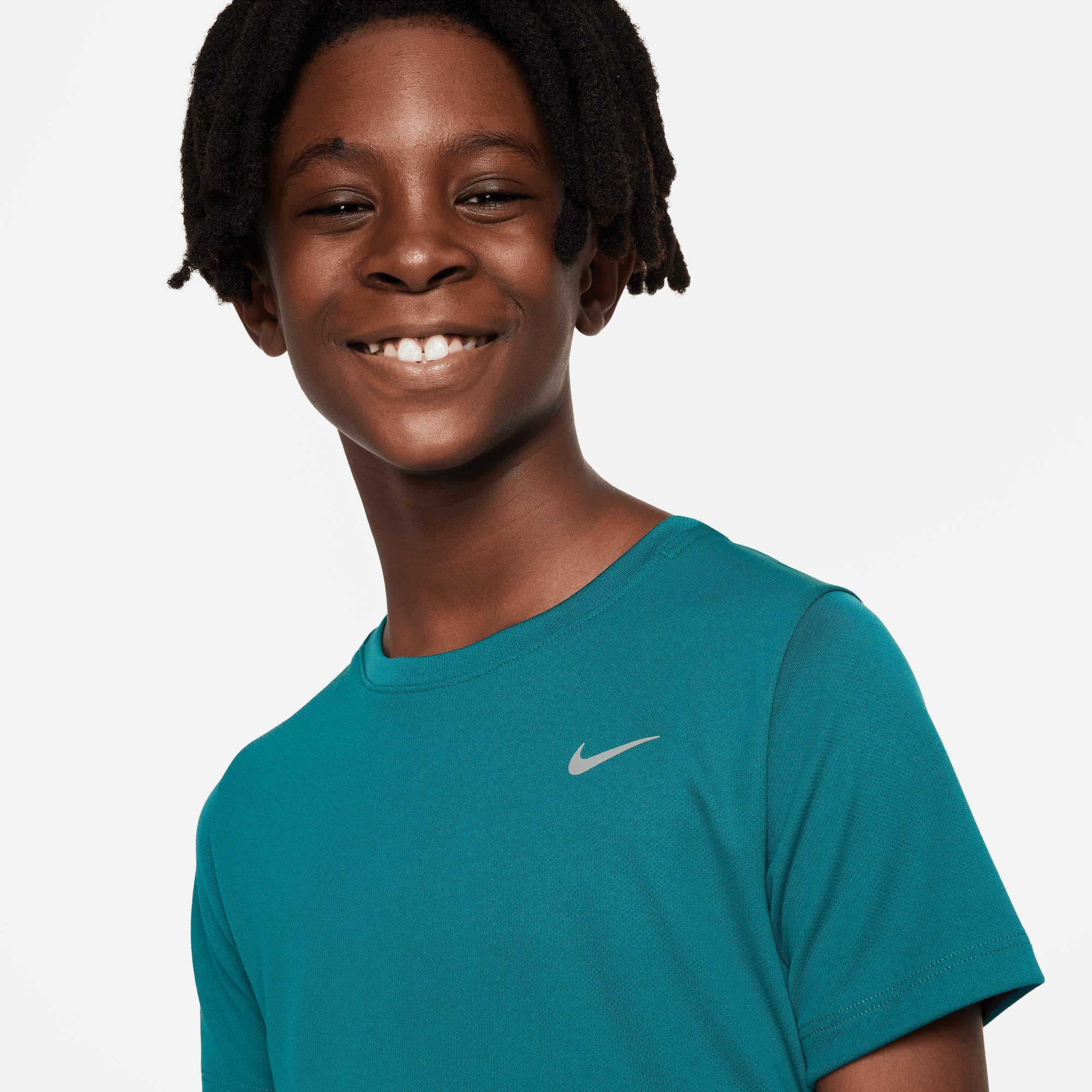 Nike Trainingsshirt DRI-FIT MILER SILV BIG GEODE KIDS' SHORT-SLEEVE TOP TRAINING (BOYS) TEAL/REFLECTIVE