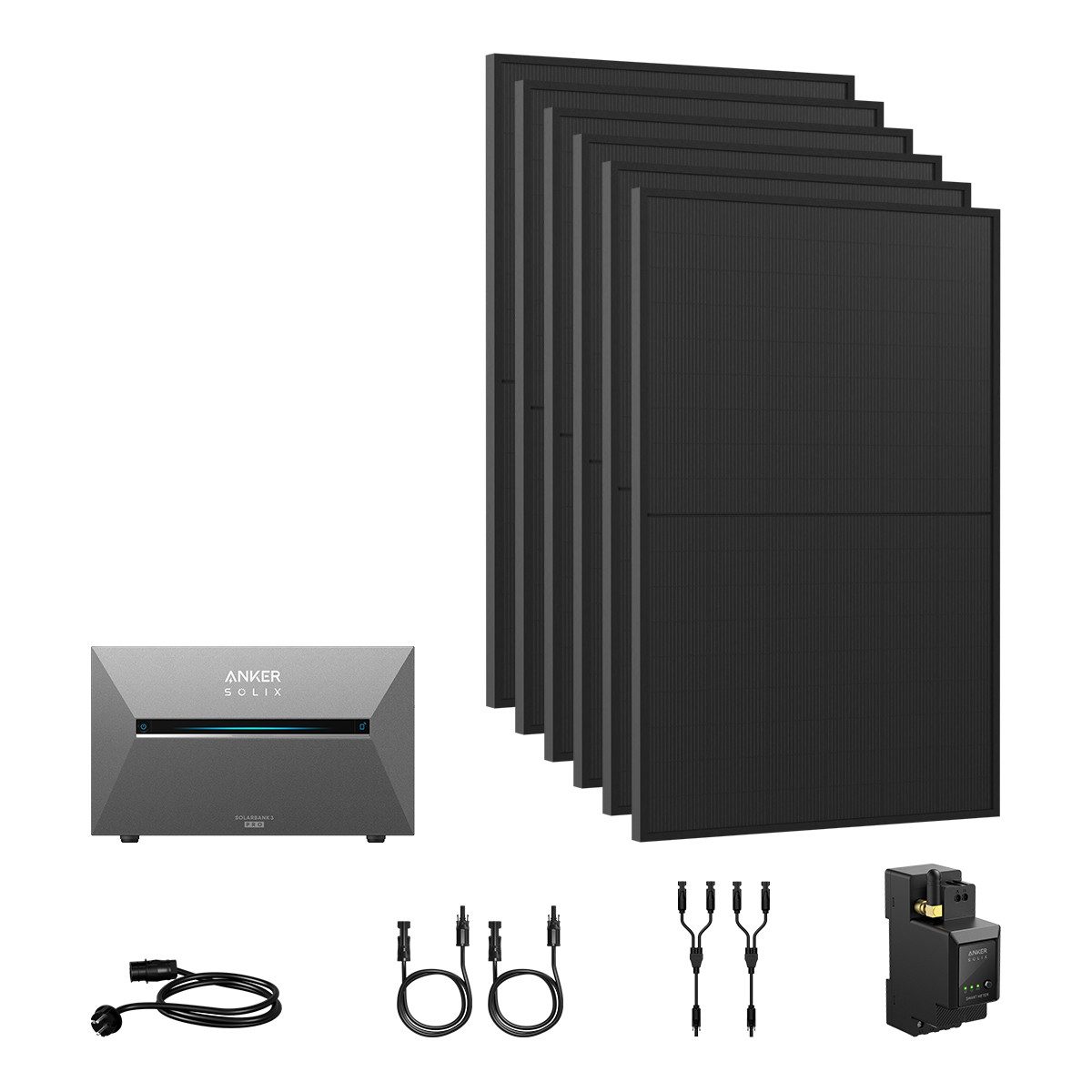Anker Balkonkraftwerk 2730W Komplettset Solaranlage Anker SOLIX 3 E2700 Pro Speicher, (Smart Meter und 6x Astronergy 455Wp im Lieferumfang enthalten), Speicher mit integriertem Wechselrichter, All-in-One 2,668kWh Akku