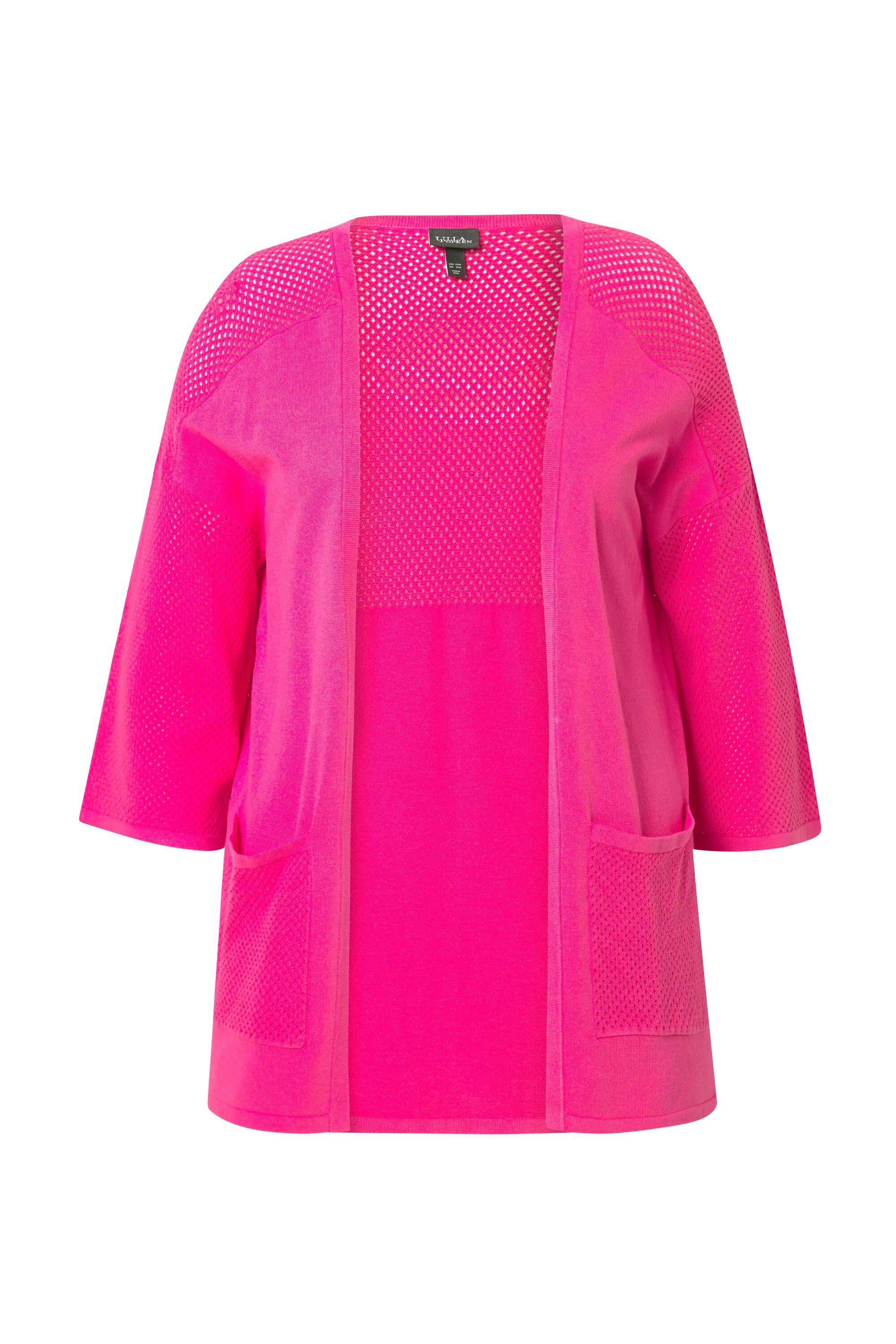 Ulla Popken Strickjacke Jersey-Jacke Mesh Oversized günstig online kaufen