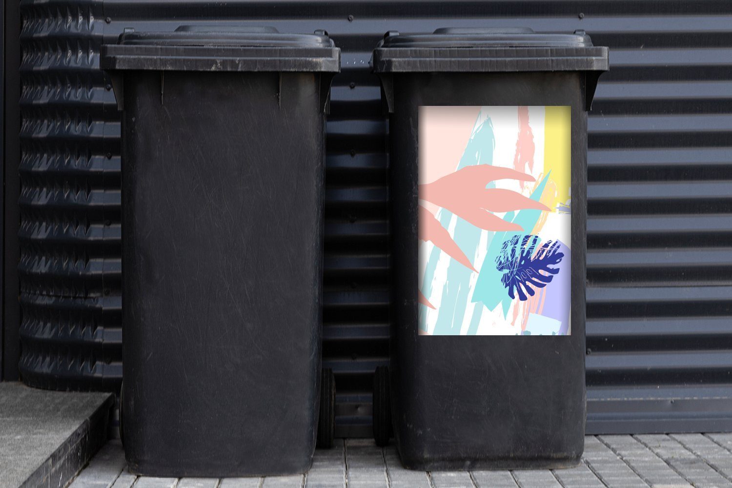 Strand Rosa Sommer Abfalbehälter Sticker, Container, - Mülleimer-aufkleber, Wandsticker MuchoWow - Mülltonne, (1 St),