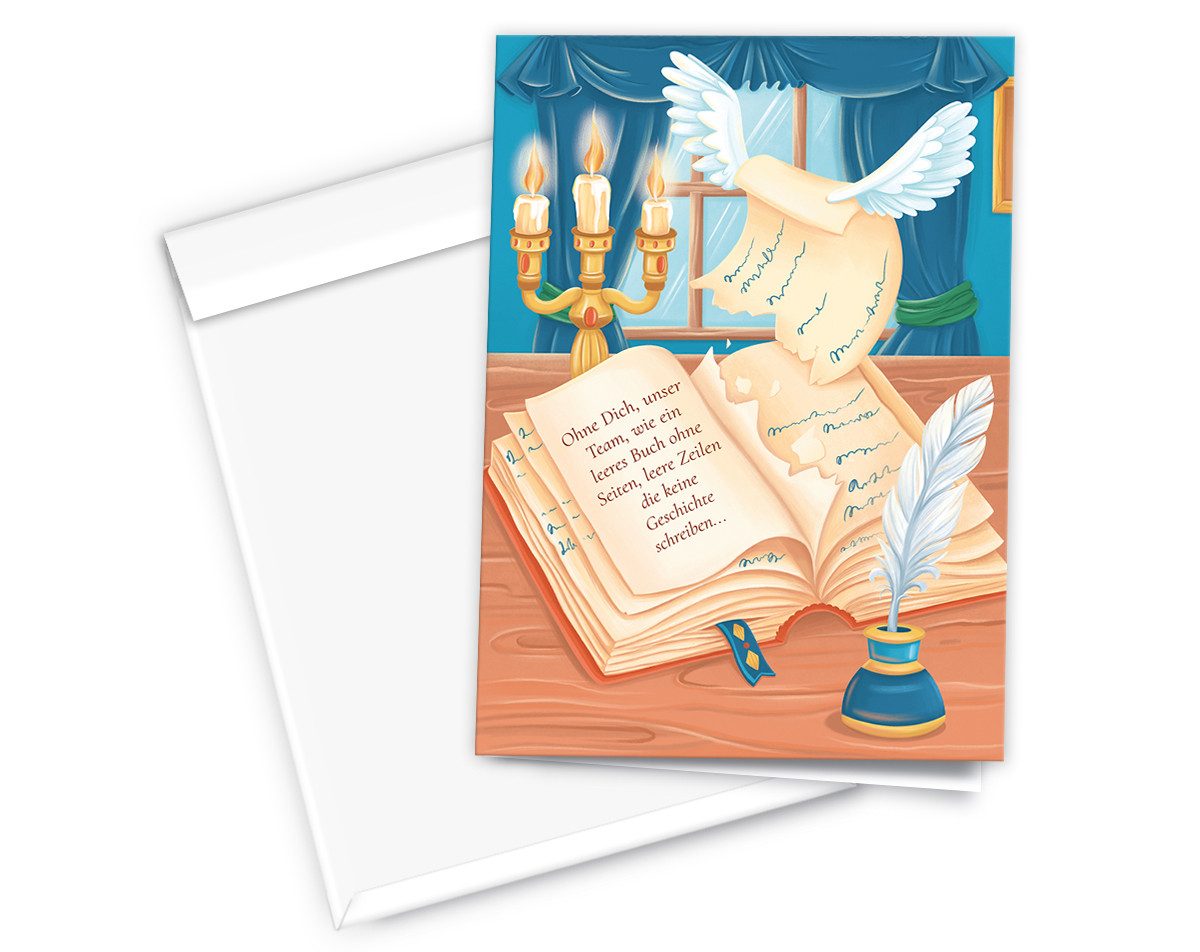 JUNAPACK Abschiedskarte mit Umschlag XXL A4 lustige Klappkarte Jobwechsel Kündigung Kollegen, Witzige A4-Klappkarte mit UV-Lack, viel Platz und passendem Umschlag