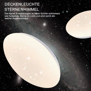 ZMH LED Deckenleuchte Ø30cm Schlafzimmerlampe Sternenhimmel Neutralweiß 18W Badezimmer, Augenschutz, LED fest integriert, 4000k, IP44 Wasserdicht, für Bad Küche Kinderzimmer