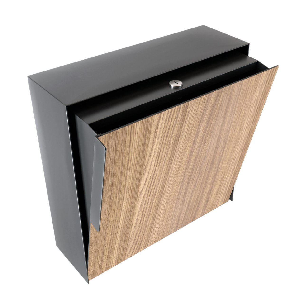 Bravios Briefkasten Wandbriefkasten Porto Anthrazit mit Holzdekor-Fro