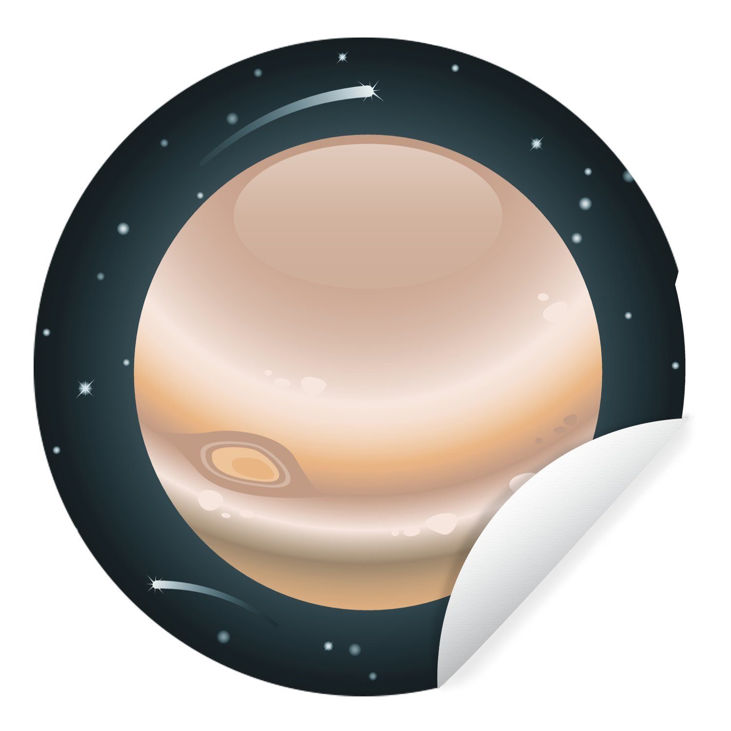 MuchoWow Wandsticker Eine Illustration des Planeten Jupiter im Universum (1 St), Tapetenkreis für Kinderzimmer, Tapetenaufkleber, Rund, Wohnzimmer