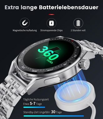 Lige Smartwatch (1,39 Zoll, Android iOS), Herren mit Telefonfunktion 100 Sportmodi Sportuhr Wasserdicht 360mAh