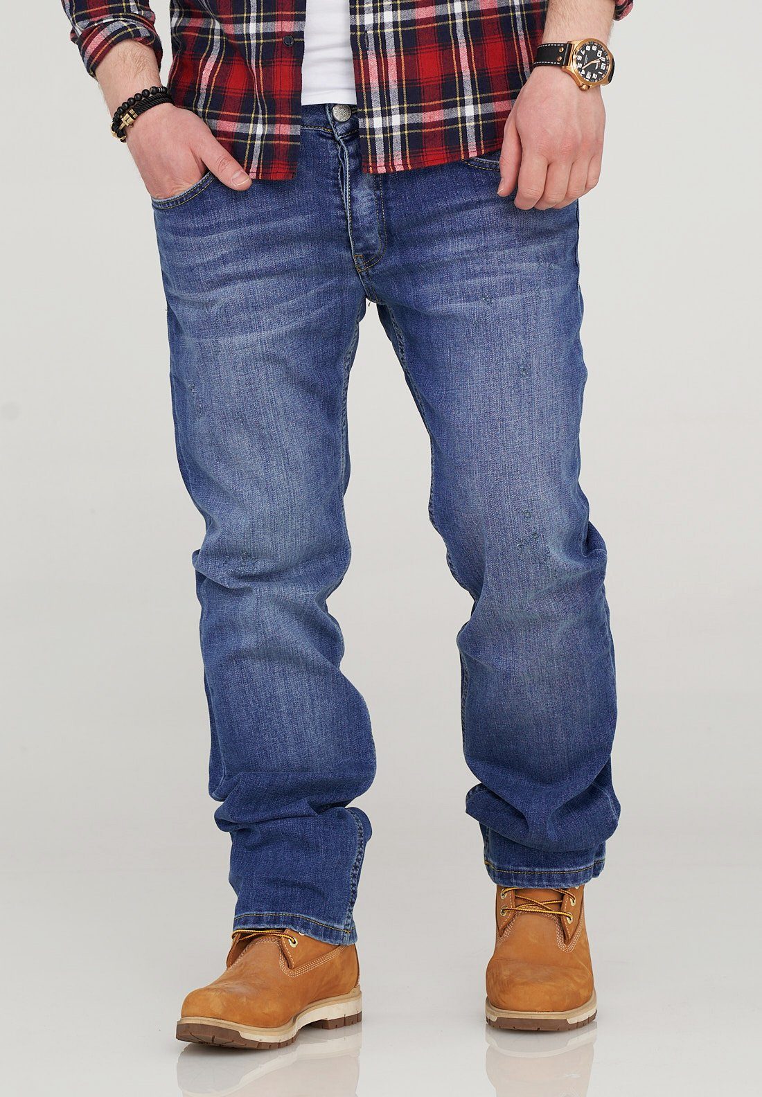 SOULSTAR Straight-Jeans Waschung dezenter blau TIRANA mit