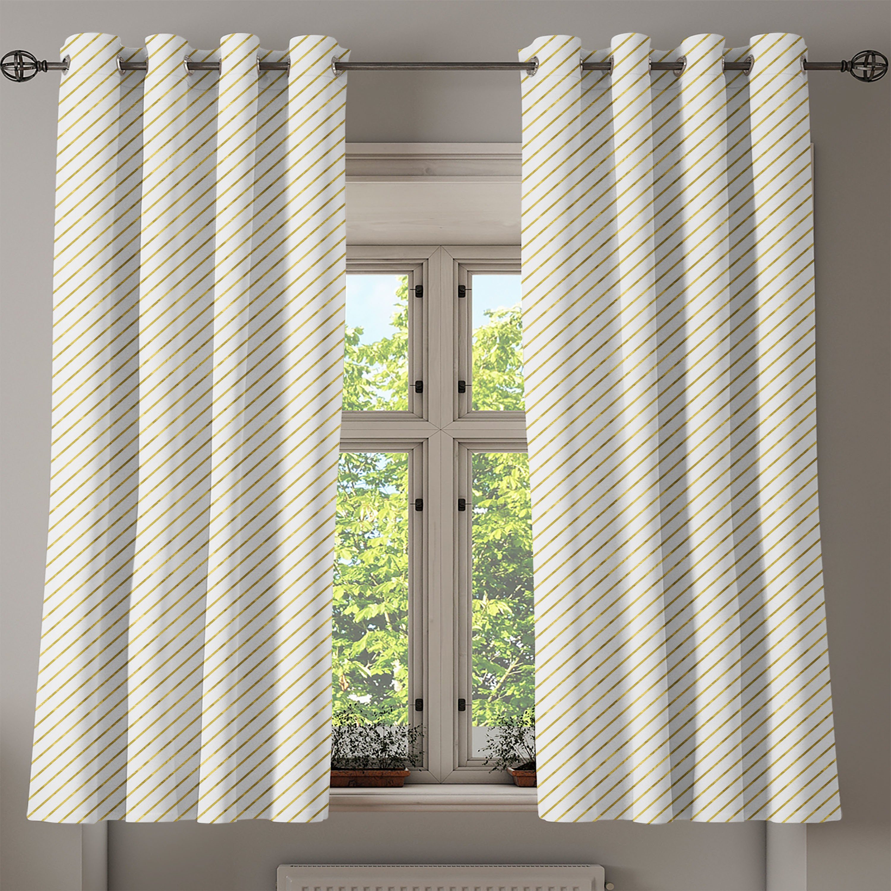 Gardine Dekorative 2-Panel-Fenstervorhänge für Gestreift und Abakuhaus, Wohnzimmer, Moderne Schlafzimmer Geometrische
