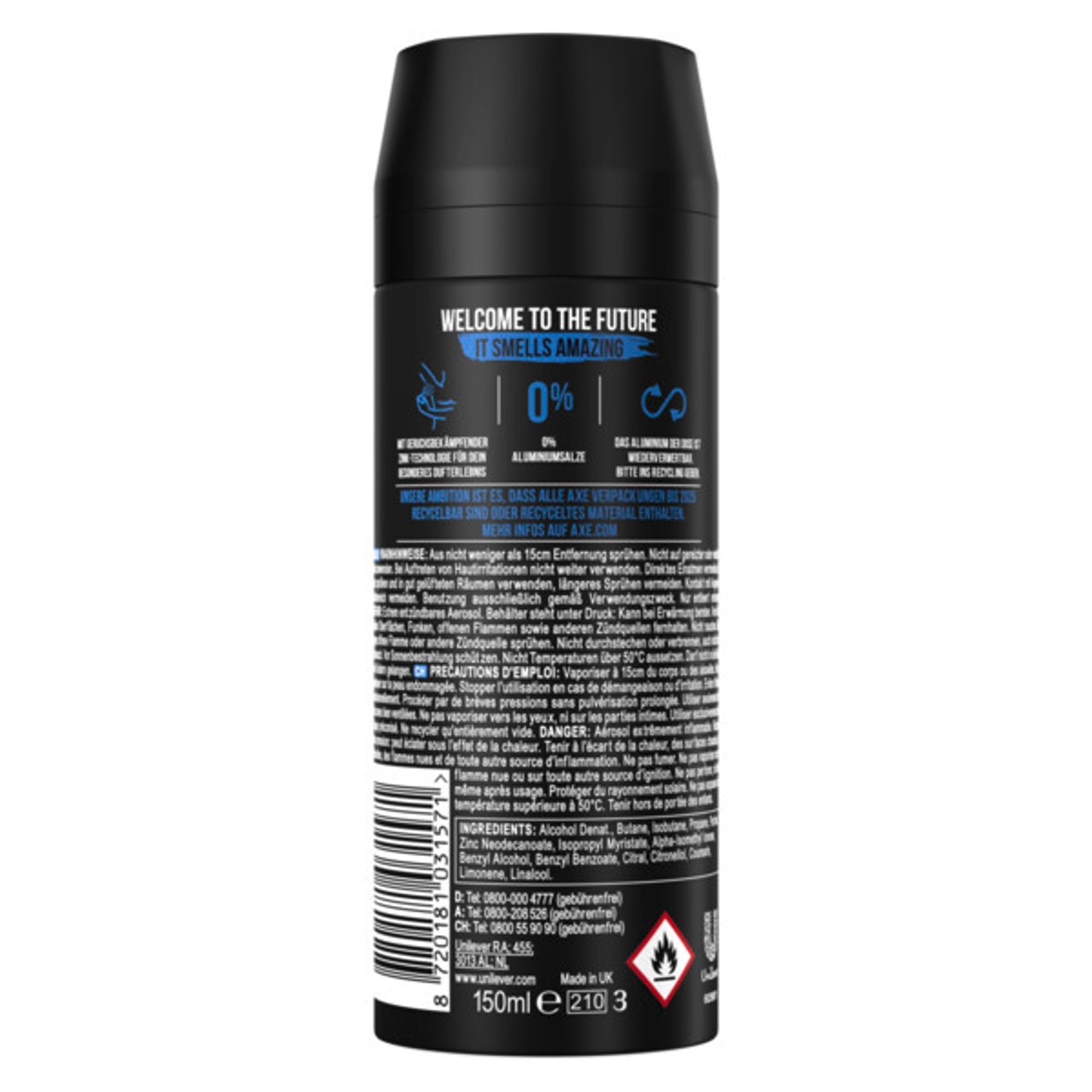 for Deo-Set Him 12x Deodorant Anarchy Bodyspray Aluminiumsalze ohne Deo axe 150ml