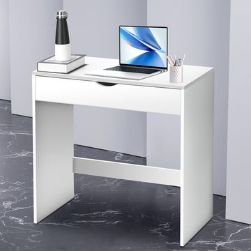 iscooter Schreibtisch Bürotisch PC Tisch mit Schublade 75x40x75cm, Computertisch Weiß, Laptoptisch, Schubladen mit Sodt-Close-Funktion