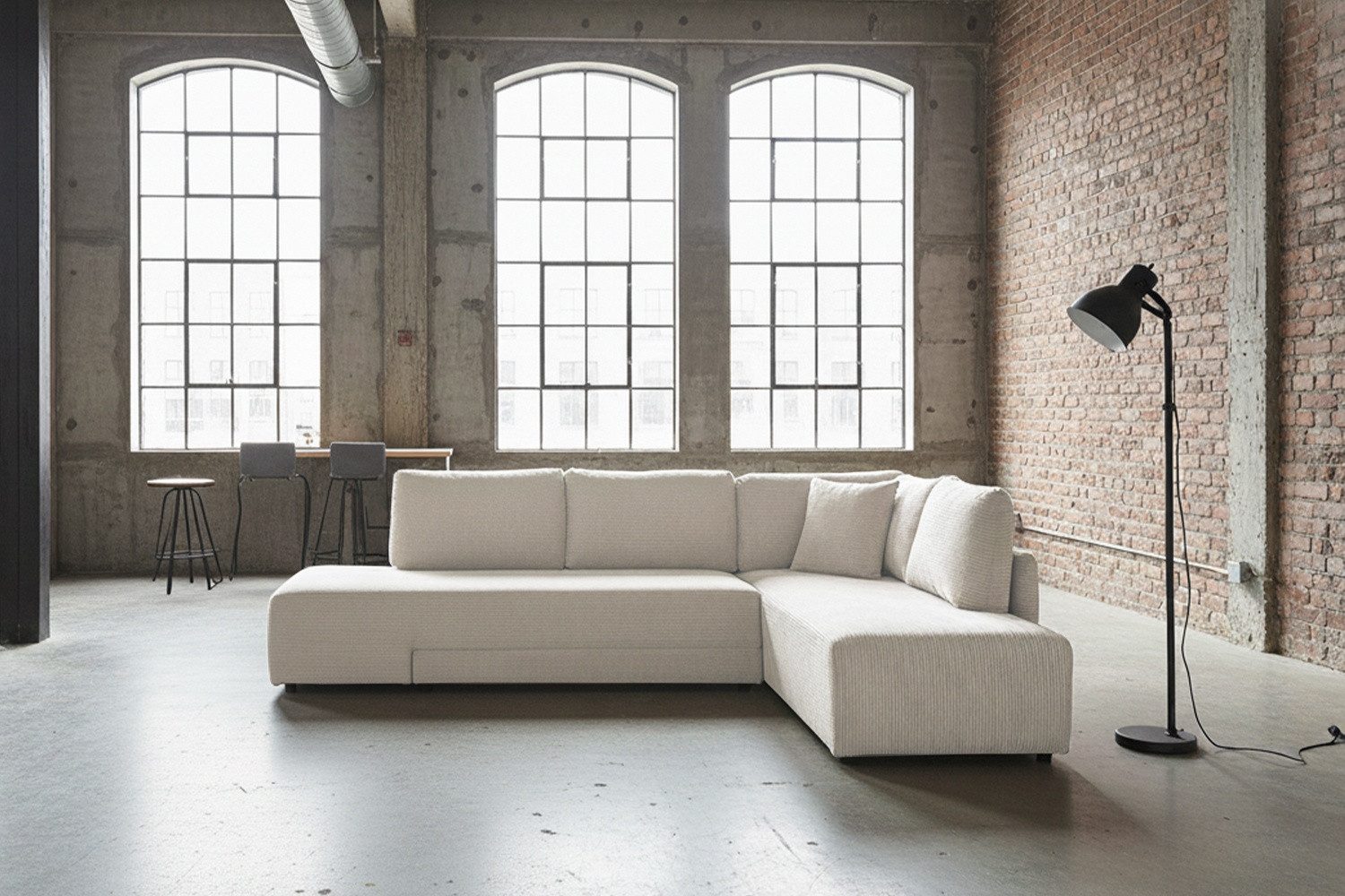 KAWOLA Schlafsofa SADIRA Ecksofa mit Schlaffunktion – Modern & Komfortabel, Eckcouch mit Cordbezug – Bettsofa – Viel Platz, hoher Wohnkomfort
