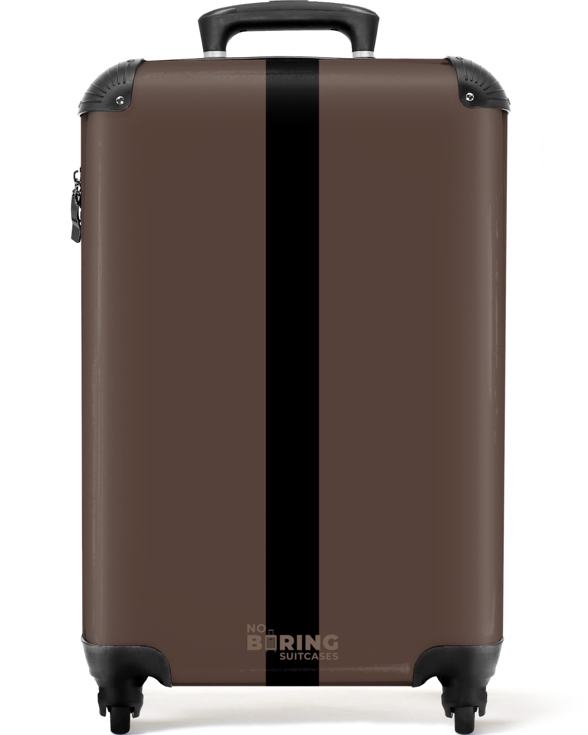 NoBoringSuitcases.com© Hartschalen-Trolley Dunkelbraun mit schwarzem Streif günstig online kaufen