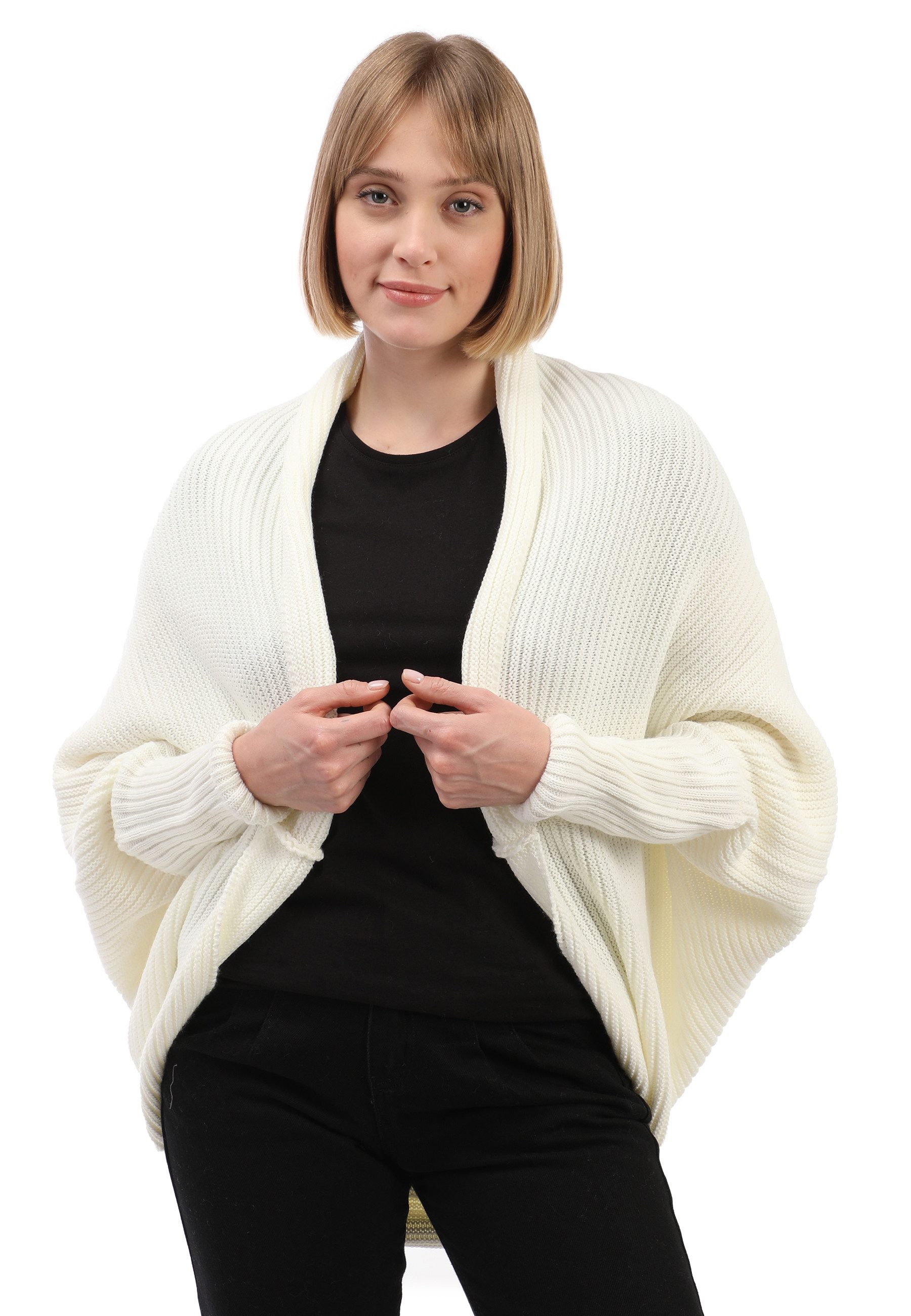 Felix Hardy Strickjacke Langärmelige Strickjacke aus Wollmischung mit Fledermausärmeln