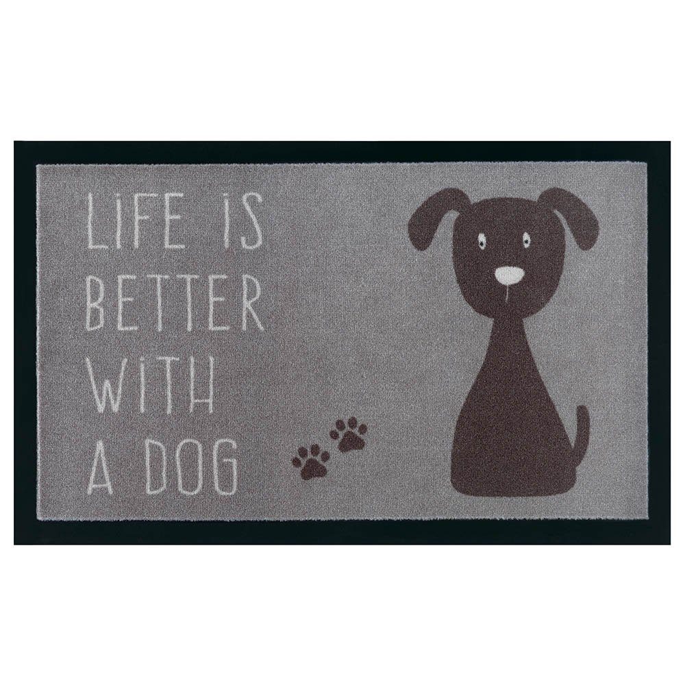 Fußmatte Fußmatte Life is better In- /Outdoor Hund grau, Teppich Boss,  rechteckig, Höhe: 5 mm