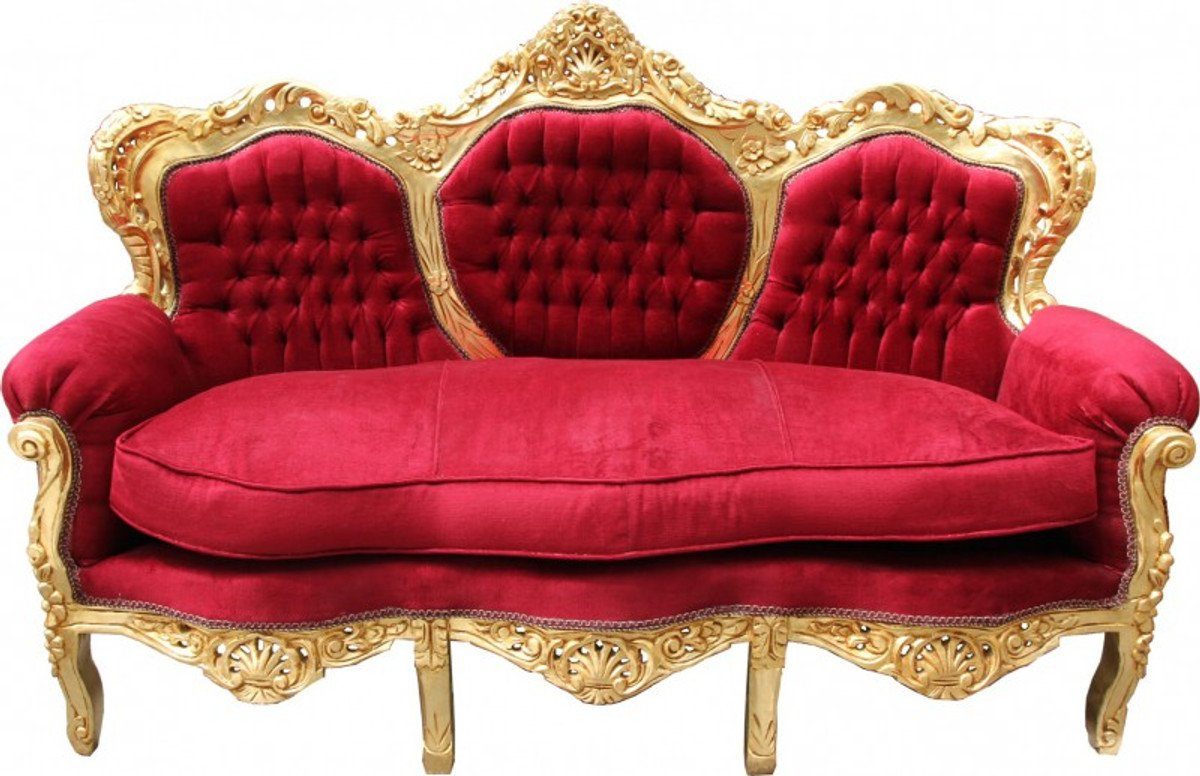 Padrino Rot Lounge Möbel Bordeaux Mod2 Couch Gold - King / Sofa Casa Sofa Barock