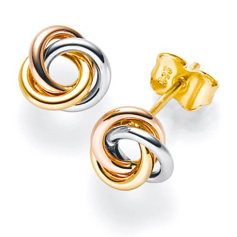 Schmuck Krone Paar Ohrstecker Ohrstecker 8mm Knoten 585 Gold gelb/weiß/rot, Gold 585