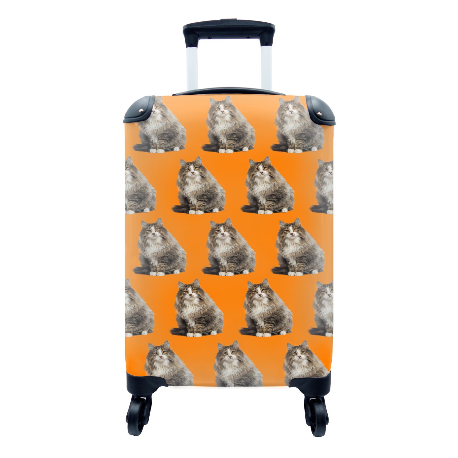 MuchoWow Handgepäckkoffer Tiere - Orange - Muster, 4 Rollen, Reisetasche mit rollen, Handgepäck für Ferien, Trolley, Reisekoffer