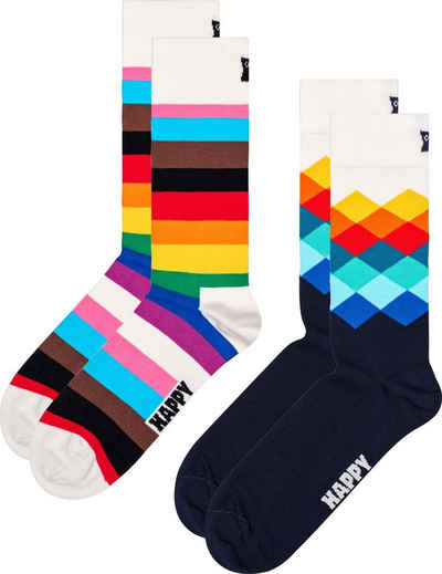 Happy Socks Socken (2-Paar) Faded Diamond & Pride Stripe Socks