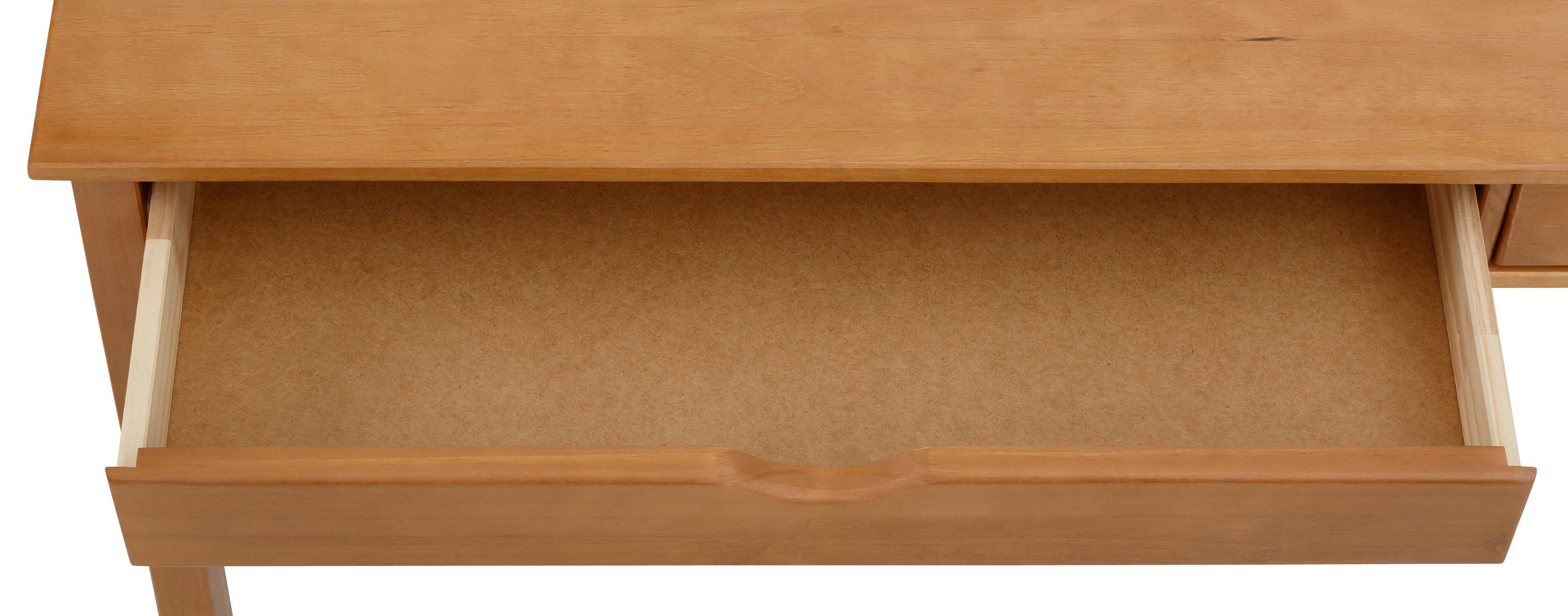 INOSIGN Schreibtisch Gava cm eingefräste Kiefer Griffmulden, 80 (1-St), Höhe natur massiv