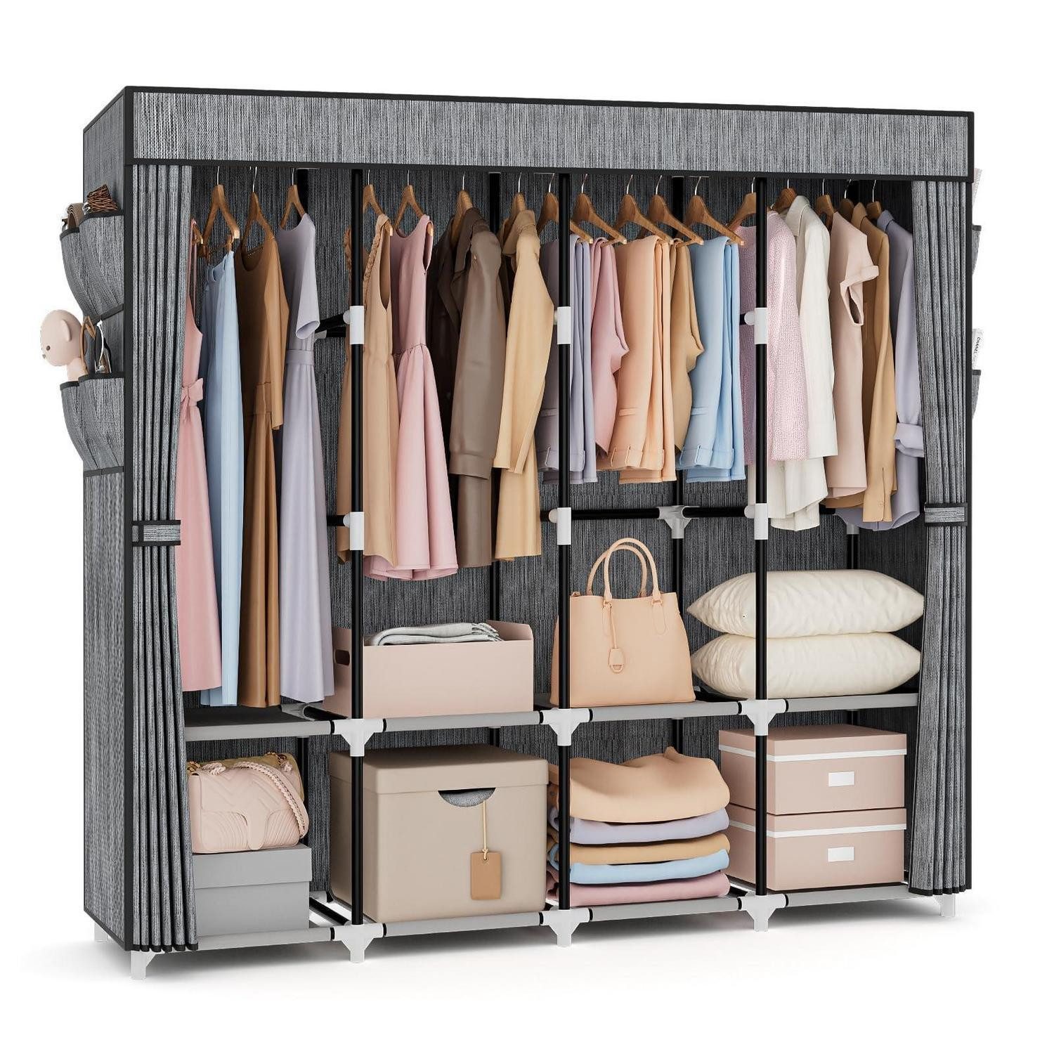 LuxusKollektion Stoffschrank Stoffkleiderschrank 170cm Breite Streifen