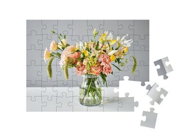 puzzleYOU Puzzle Blumenstrauß: Schnittblumen als Deko, 48 Puzzleteile, puzzleYOU-Kollektionen Blumenvasen, Blumen & Pflanzen