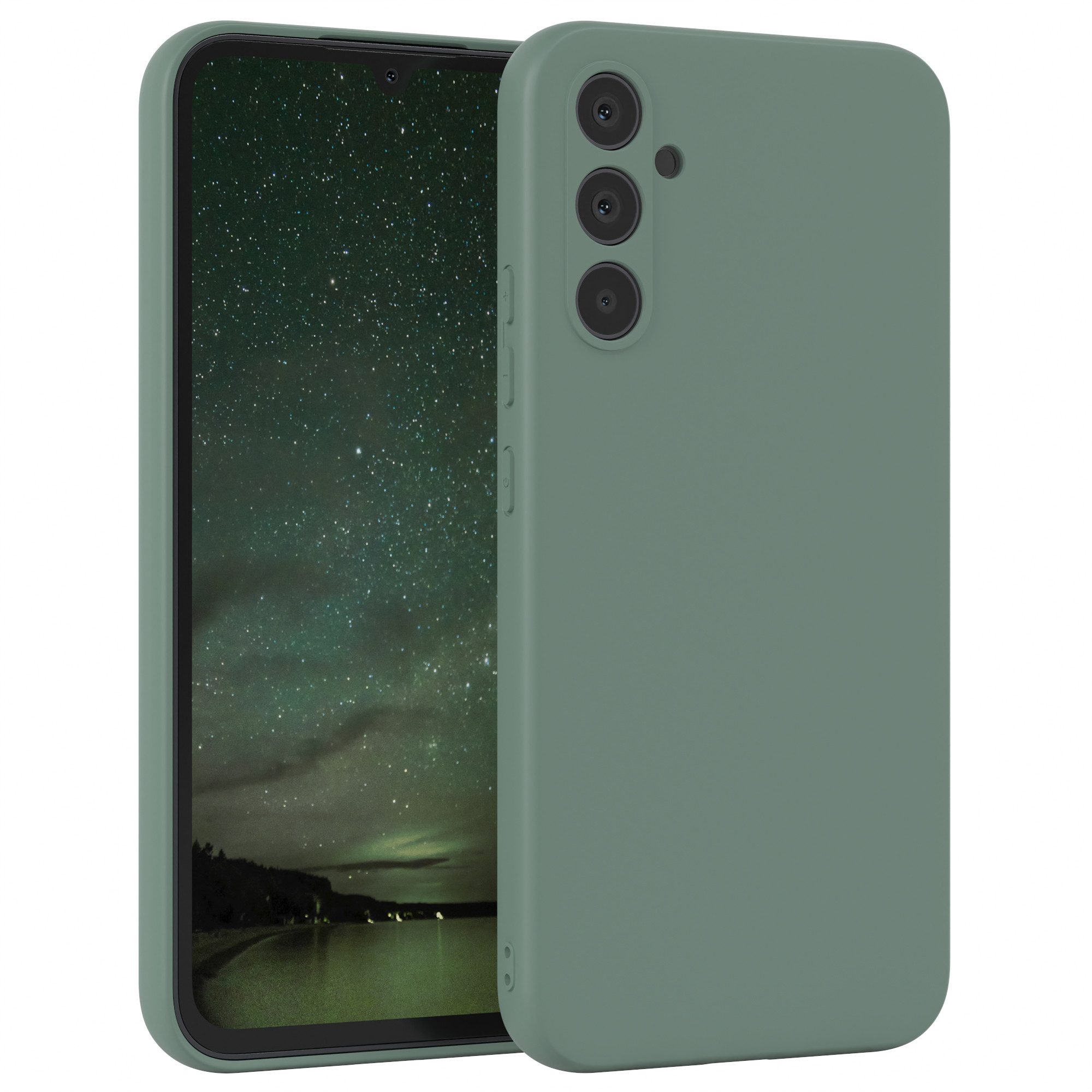 EAZY CASE Handyhülle für Samsung Galaxy A34 Hülle Silikon 6,6 Zoll, Schutzhülle mit Kameraschutz stoßfest telefonhülle Matt Dunkelgrün