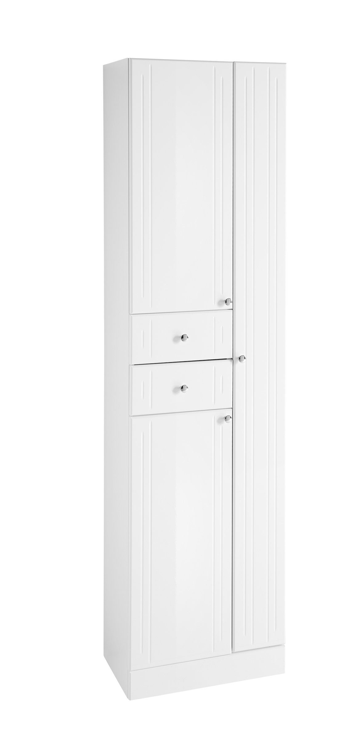 PELIPAL Hochschrank in Weiß Hochglanz mit 2 Schubladen und 3 Türen (BxHxT: 50x188,5x33 cm)