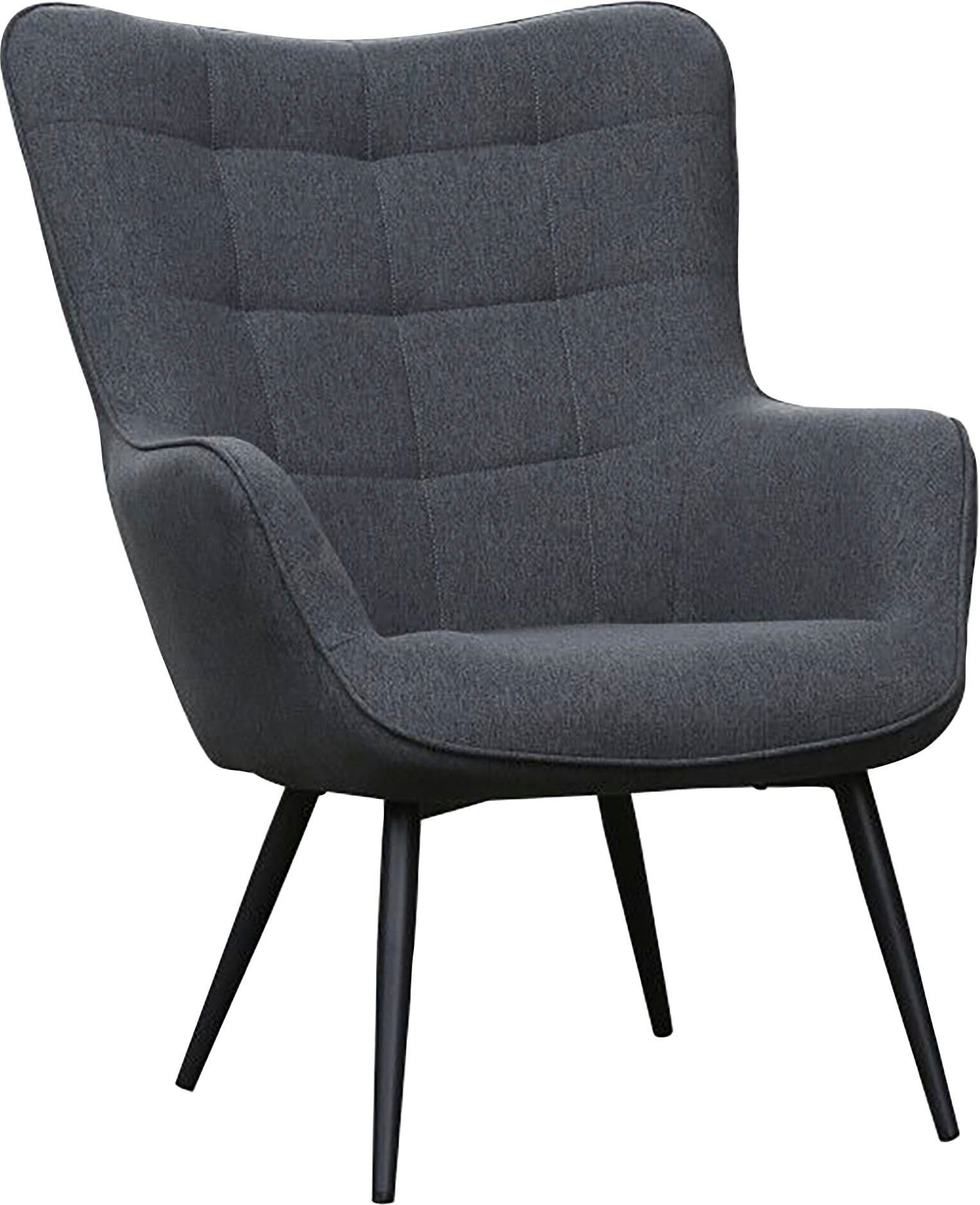 byLIVING Sessel Uta (1-St), wahlweise oder mit ohne Webstoff dunkelgrau Samt | oder dunkelgrau Cord, Hocker, in