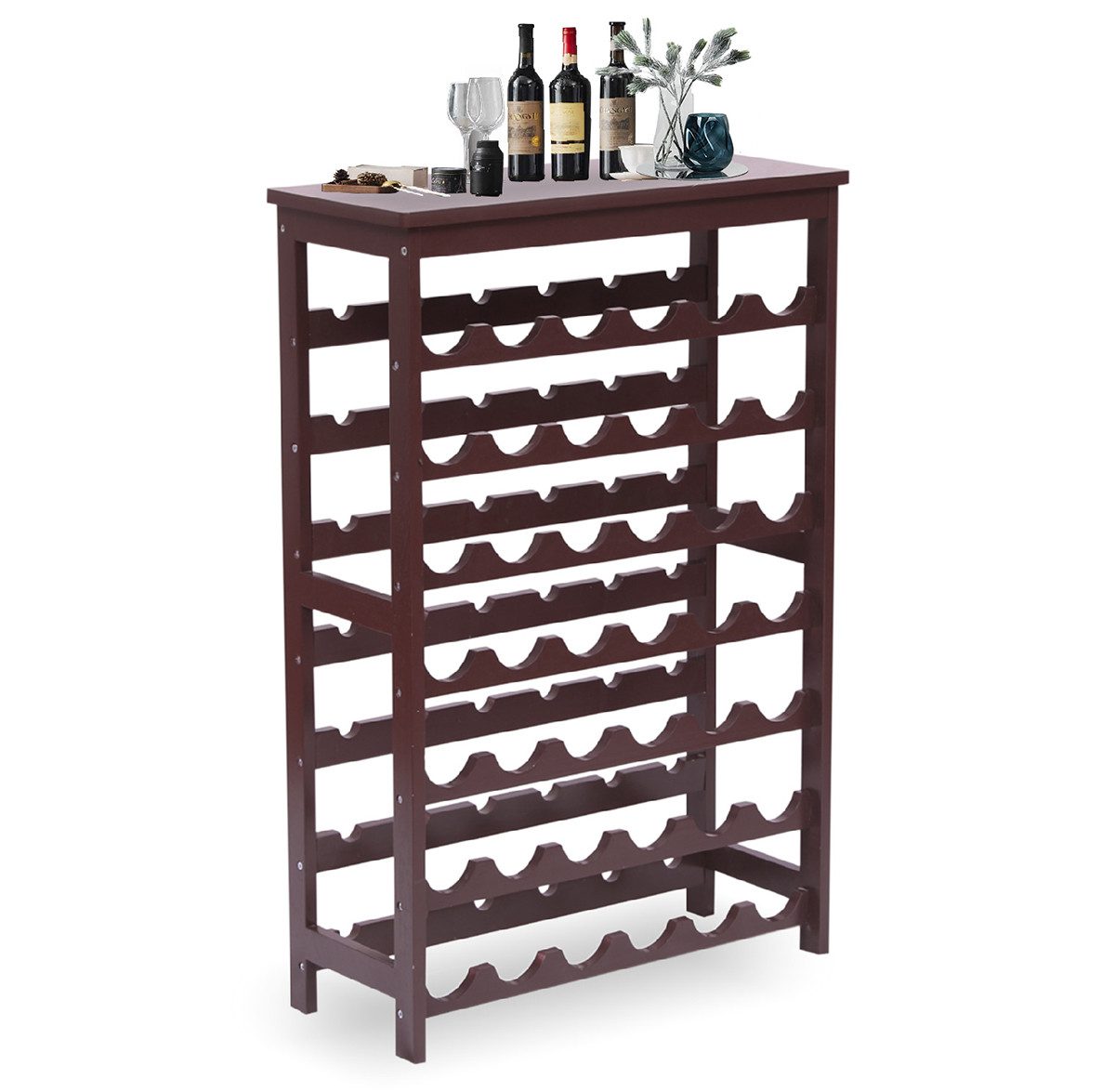Happy Home Weinregal Weinregal Holz für 42 Flaschen Standregal Lagerregal Kellereinrichtung