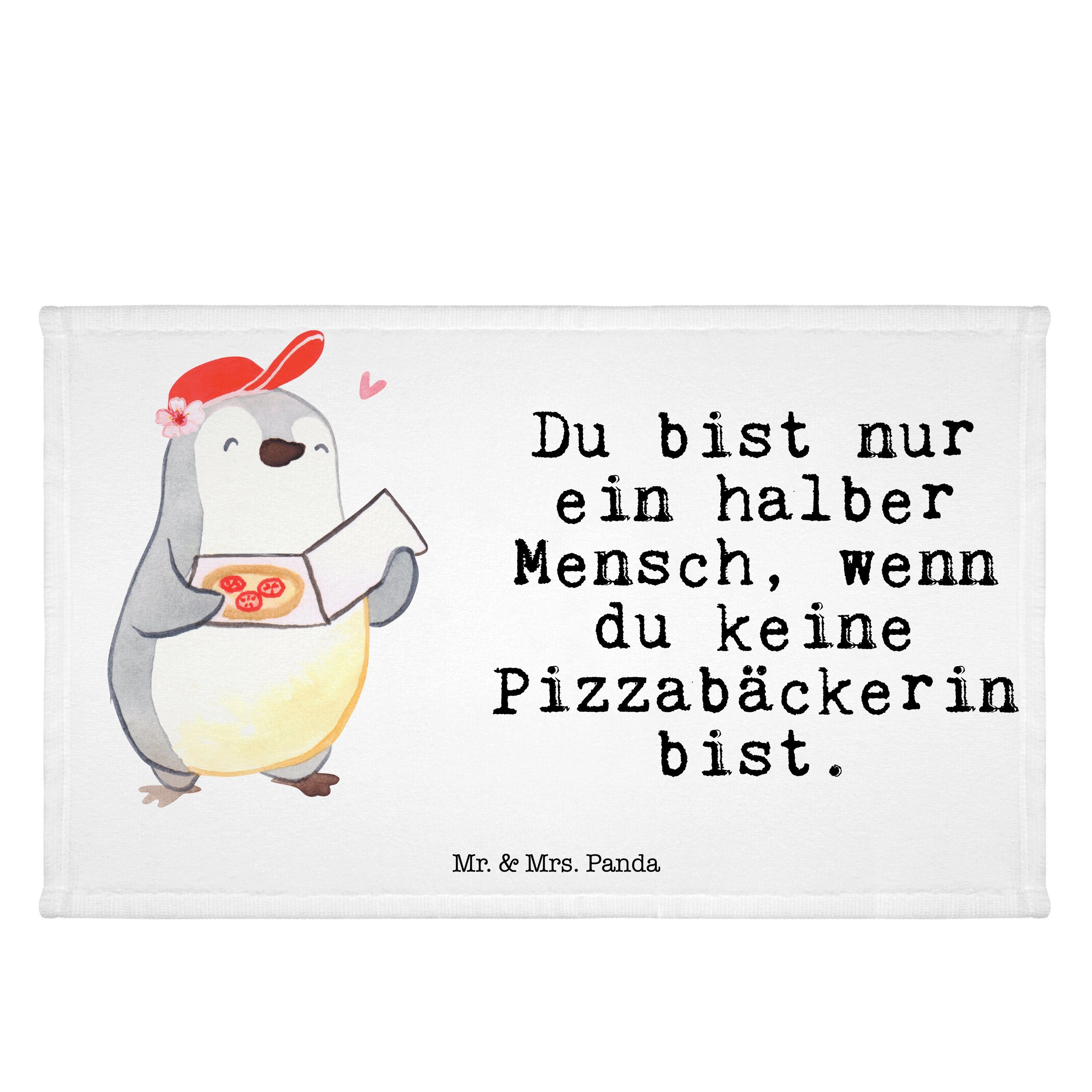 Mr. & Mrs. Panda Handtuch Pizzabäckerin mit Herz - Weiß - Geschenk, Gästetuch, Ausbildung, Rent, (1-St)