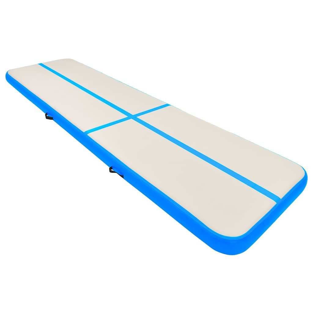 vidaXL Gymnastikmatte Aufblasbare Gymnastikmatte mit Pumpe 600x100x20 cm PVC Blau (1-St)