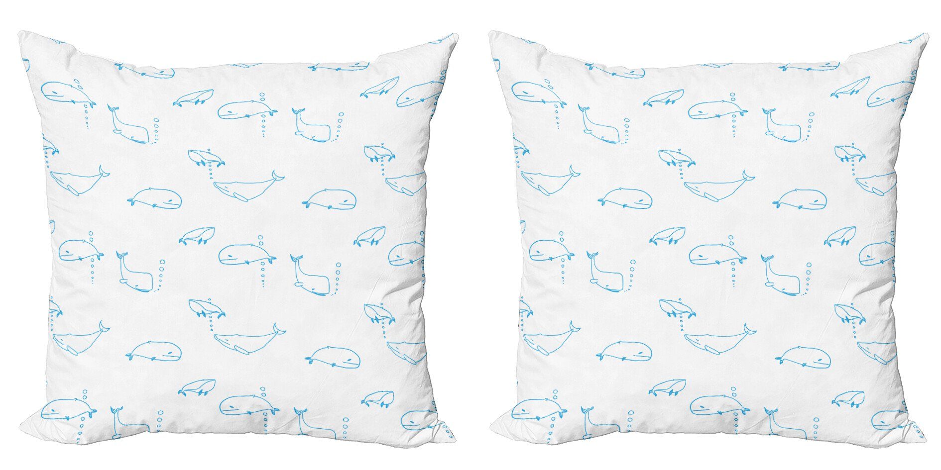 Kissenbezüge Modern Accent Doppelseitiger Digitaldruck, Abakuhaus (2 Stück), Wale Einfache Zeichnung Säugetier Fisch