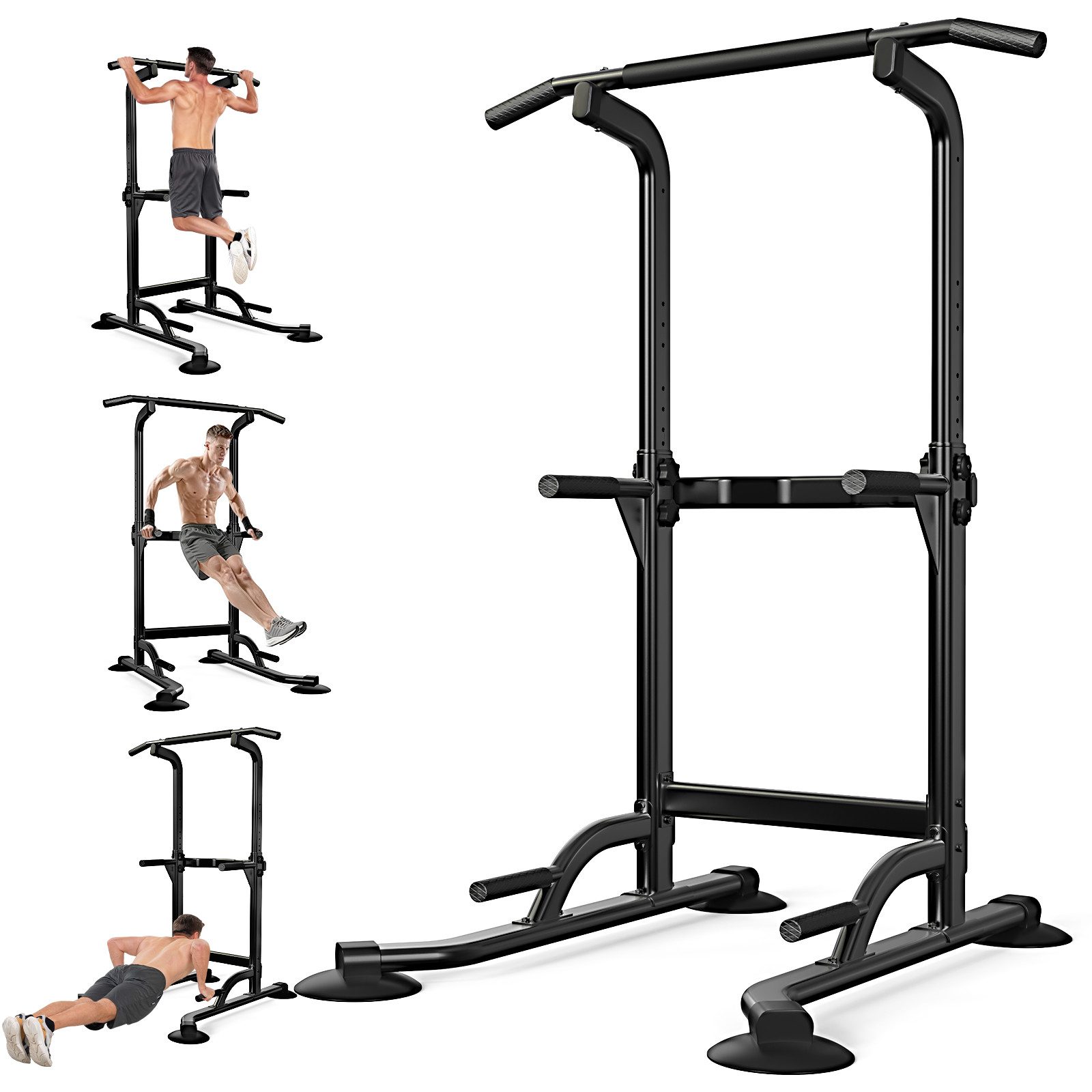 Botifly Kraftstation Multifunktional Power Tower Dip Station - Fitnessstation, (Ergonomisch Kraftstation - mit Klimmzugstange für Zuhause), 10-stufige Höhenverstellung 170–210 cm - Belastbarkeit 200 kg