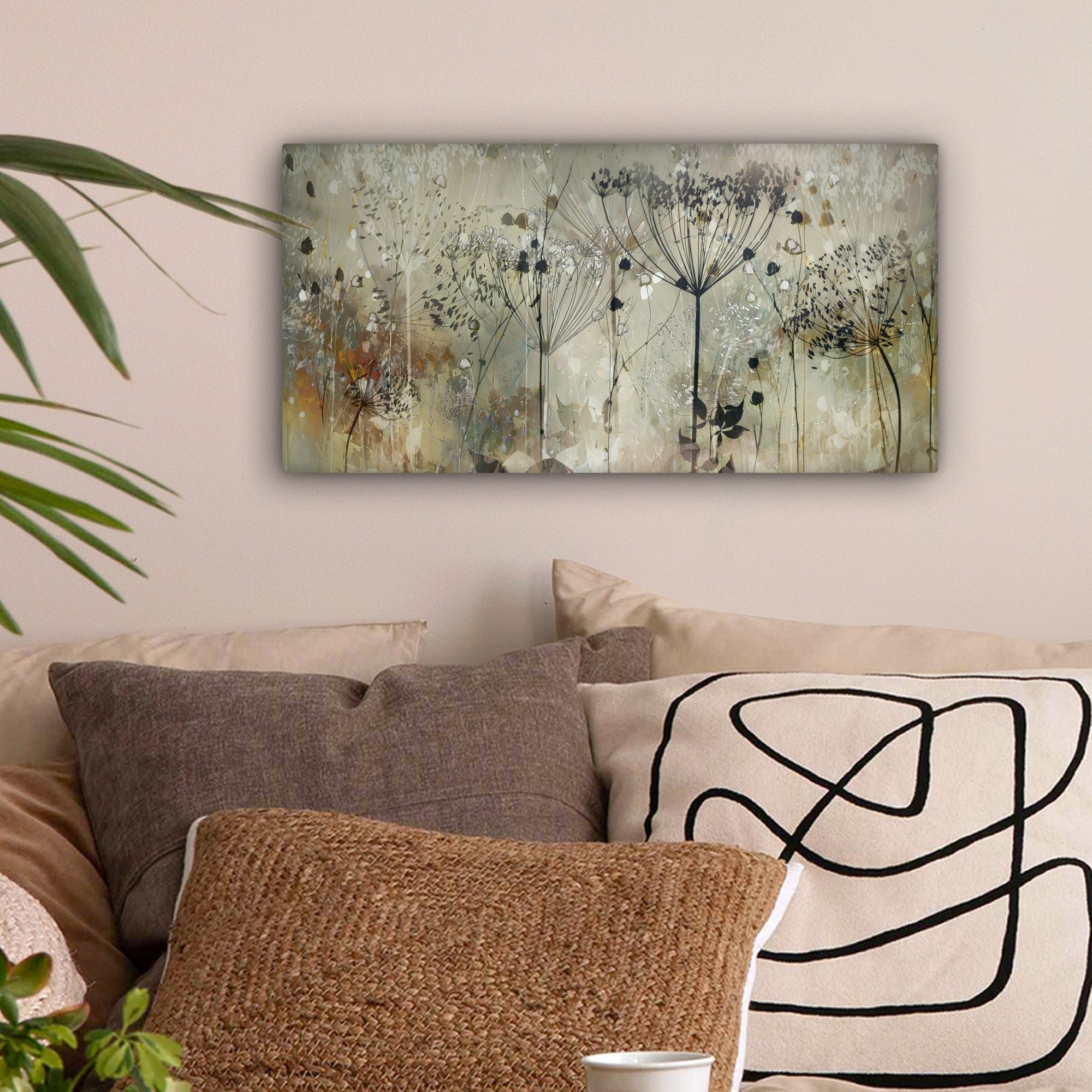 OneMillionCanvasses® Leinwandbild Panorama Blumen - Grau - Natur - Kunst, F günstig online kaufen