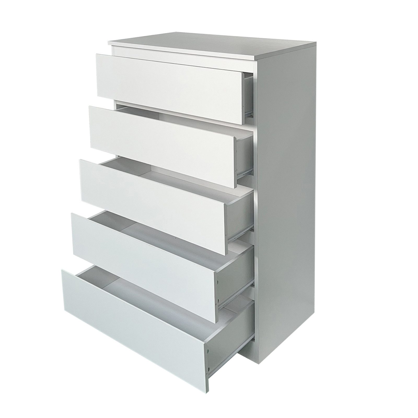 HTI-Living Kommode Kommode in weiß mit 5 grifflosen Schubladen (Stück, 1 St., 1 Kommode), Anrichte Sideboard Schrank