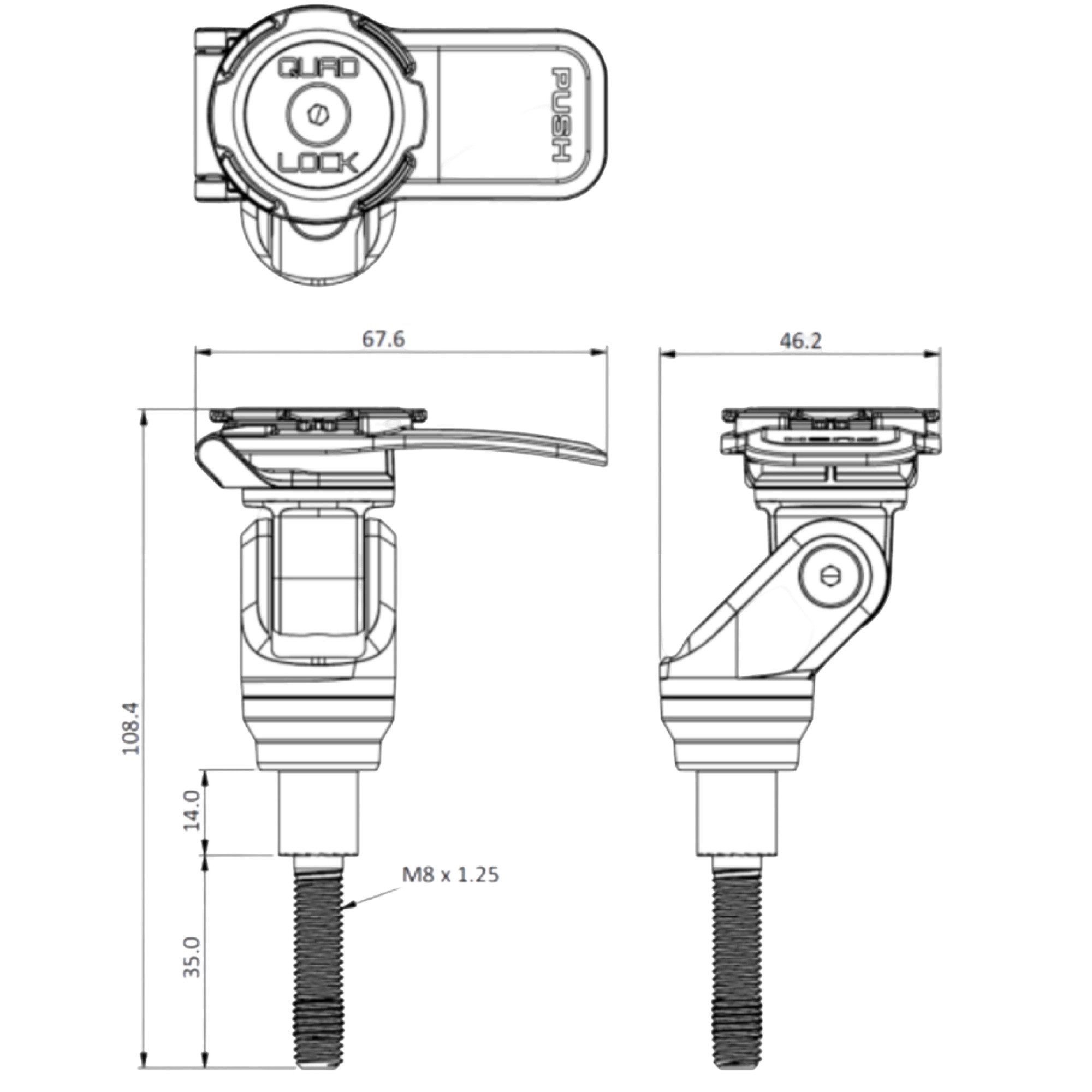 Quad Lock Handy-Halterung QUAD LOCK Handlebar Clamp Mount PRO Motorrad Lenkerklemmen Halterung