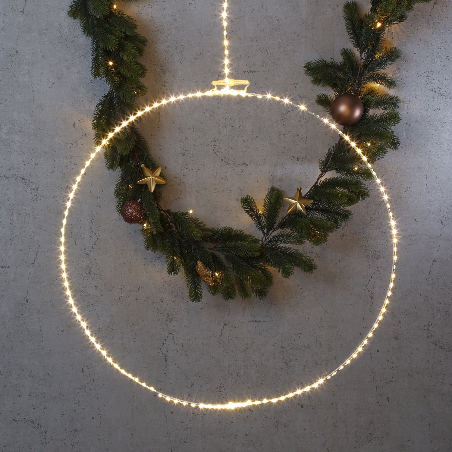 MARELIDA LED Dekolicht LED Ring Kreis Kranz Dekolicht mit Drahtlichterkette günstig online kaufen