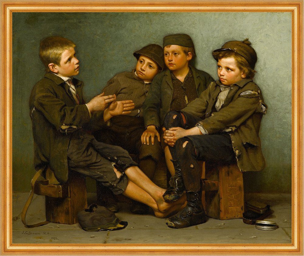 Kunstdruck A Tough Story John George Brown Kinder Buben Jungen Erzähler B A2 0263