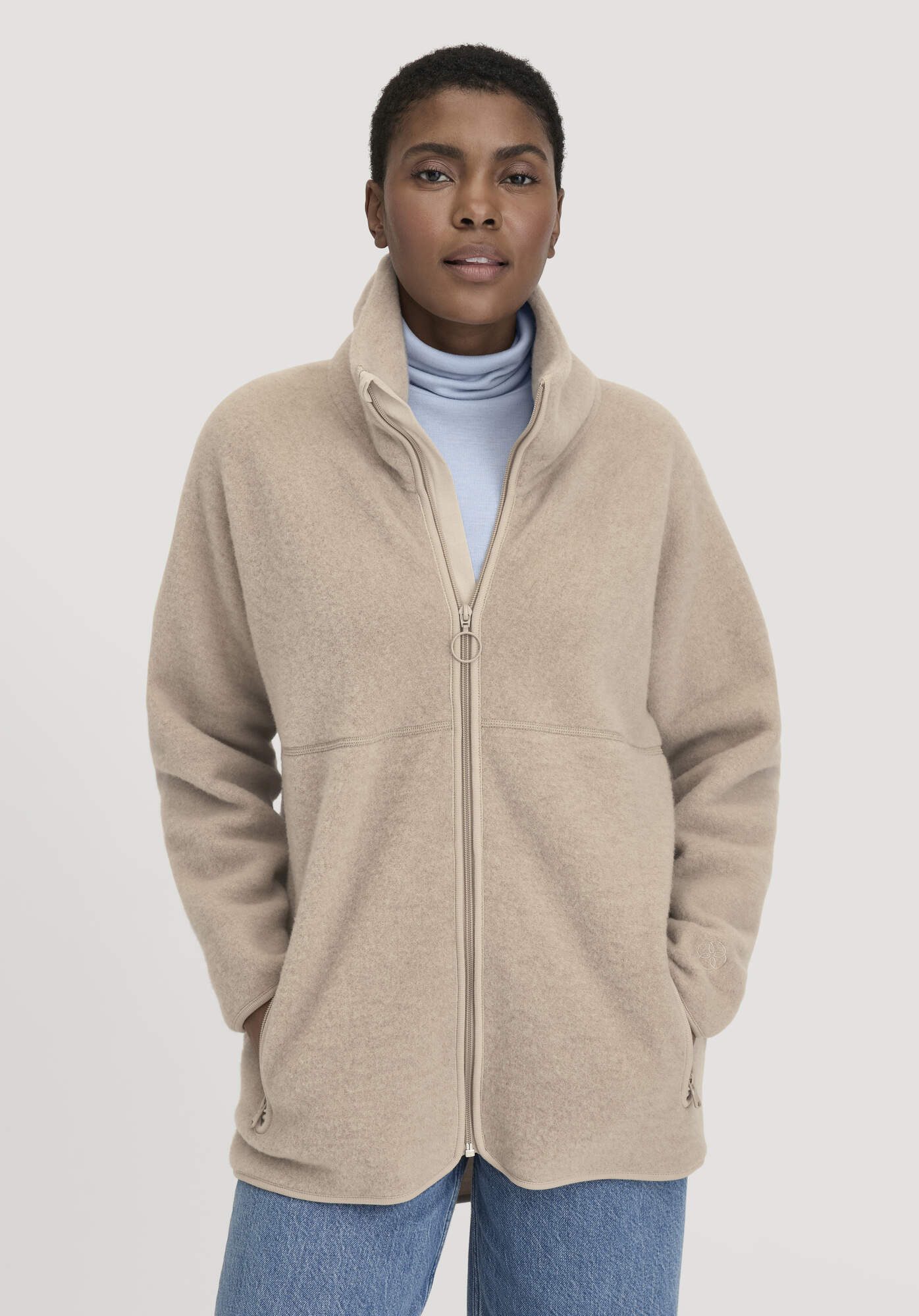 Hessnatur Fleecejacke Oversized aus reiner Bio-Merinowolle (1-St) günstig online kaufen