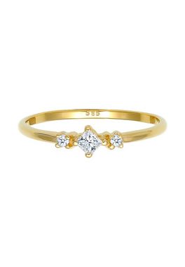 Elli DIAMONDS Verlobungsring Prinzessschliff Diamant (0.13 ct) 585 Gelbgold