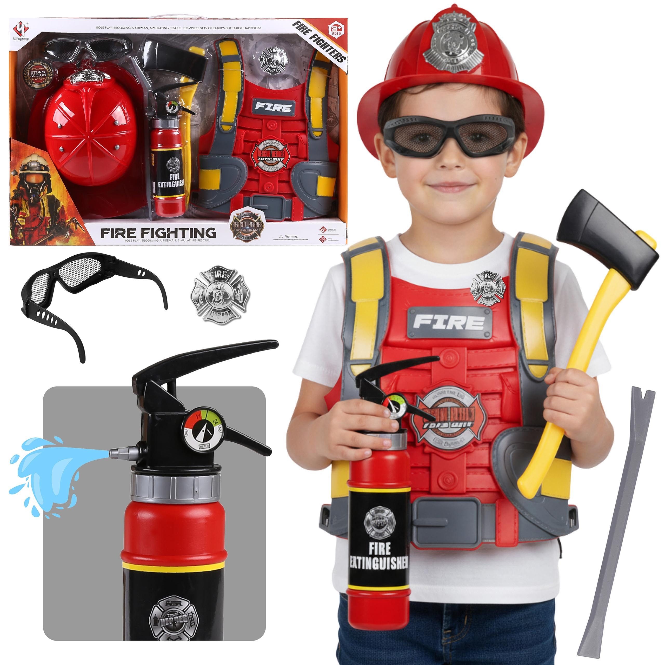 Sarcia.eu Kostüm Feuerwehrmann Kostüm für Jungen – Feuerwehr Set zur Verkleidung