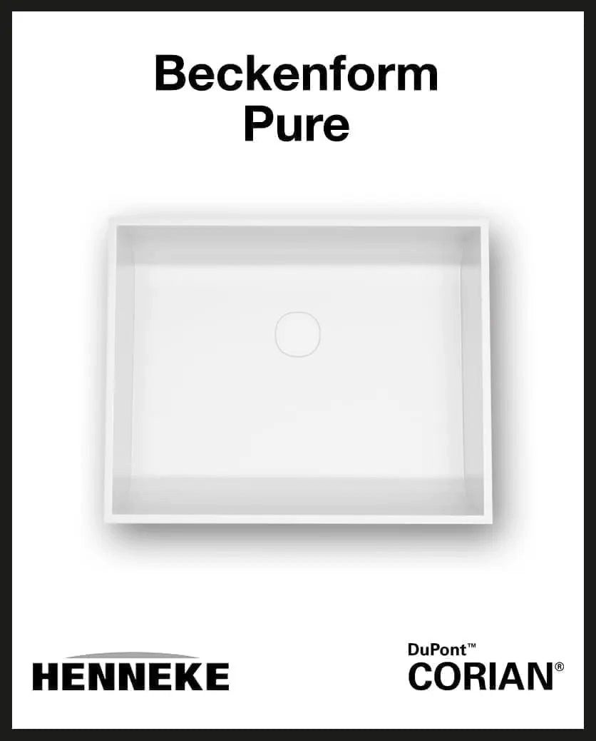 Henneke Doppelwaschtisch Corian® PureOne eckig mit Unterschrank einreihig, Fugenlos aus Mineralwerkstoff