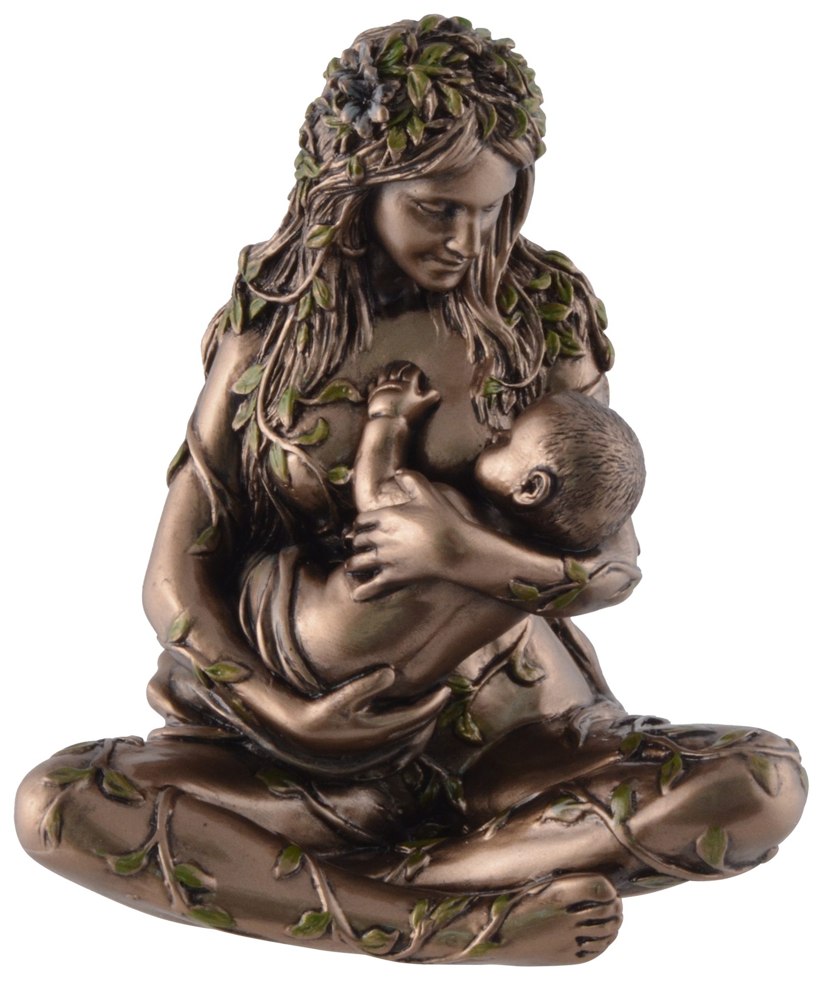 Vogler direct Gmbh Dekofigur Erdmutter Gaia mit Baby, Miniatur, Veronesedesign, bronziert/coloriert, Größe: L/B/H ca. 10x6x11cm | Dekofiguren