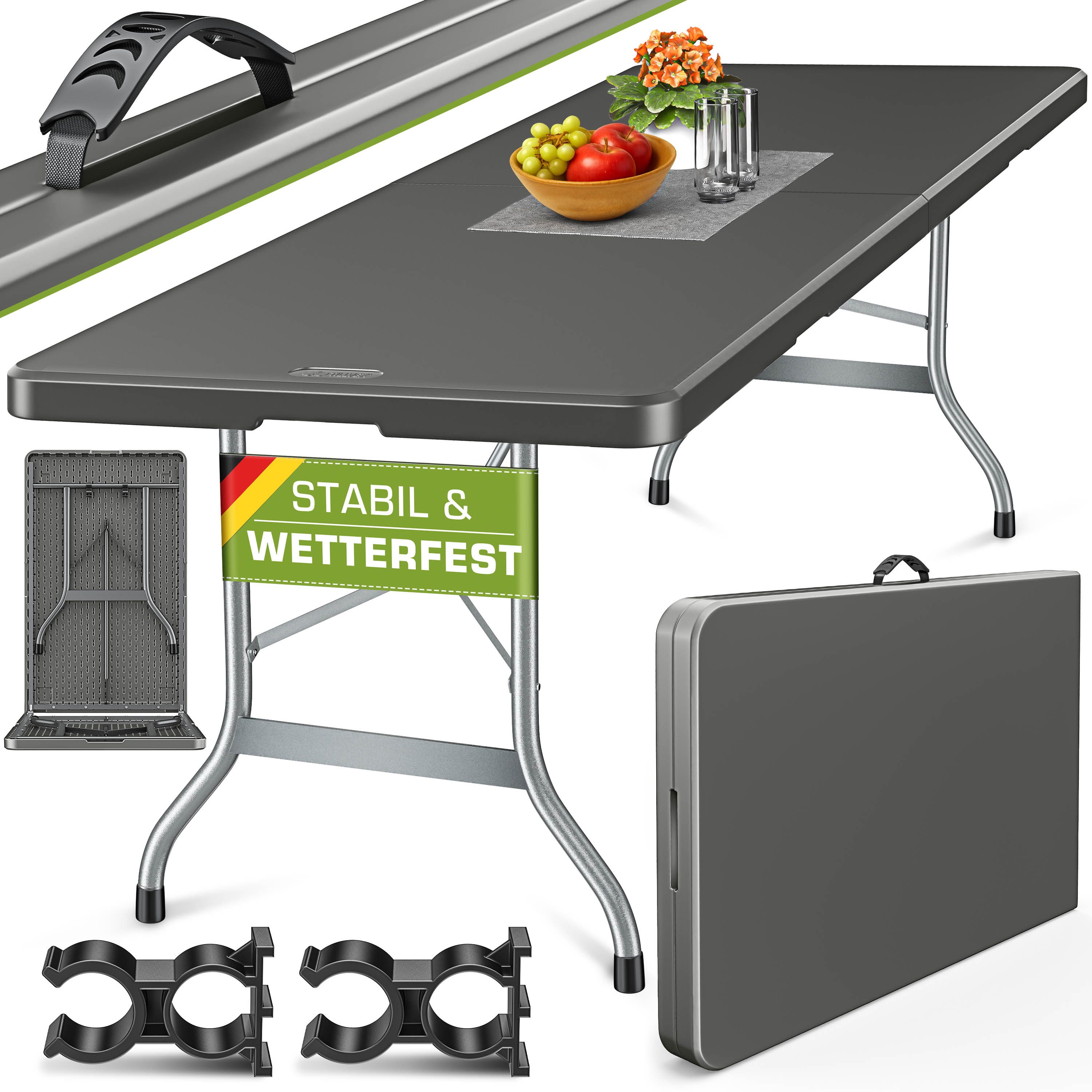 tillvex Gartentisch Gartentisch Buffettisch klappbar Kunststoff 180x75cm, K günstig online kaufen