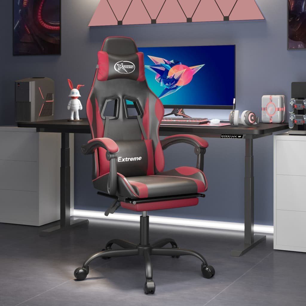 Gaming-Stuhl Kunstleder Schwarz Weinrot 57,5x59,5x(121-131) cm