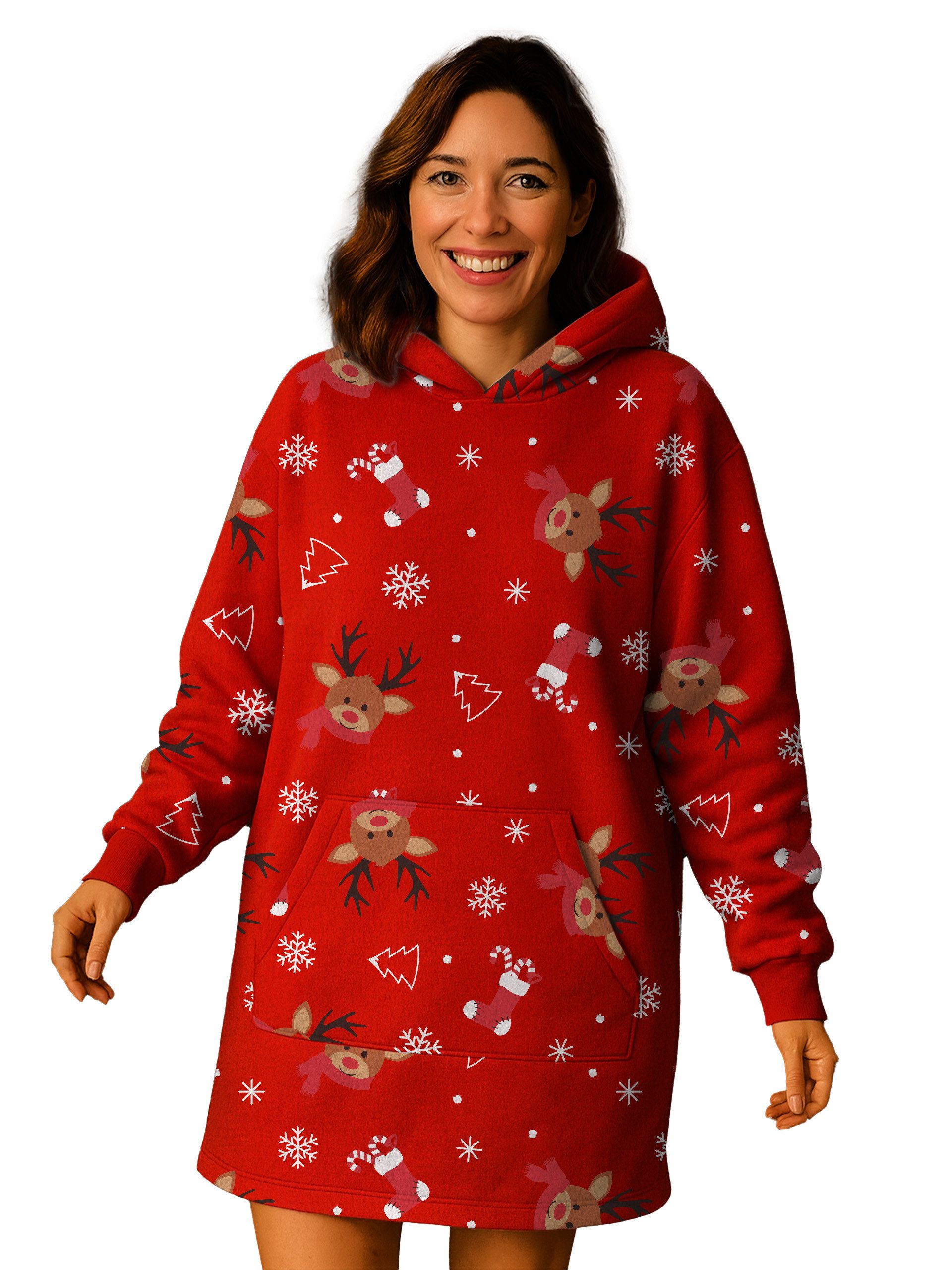 United Labels® Kapuzenpullover X-MAS Oversize Cozy Hoodie Rentier Kuschelpu günstig online kaufen