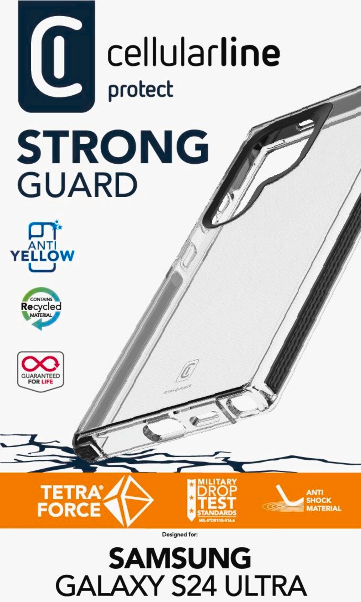 Cellularline Handyhülle Hard Case Tetra Force für Samsung Galaxy S24 Ultra, Handycover Backcover Schutzhülle Handyschutzhülle stoßfest kratzfest