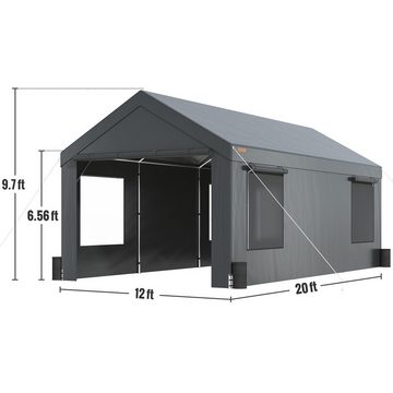 VEVOR Einzelcarport Zeltgarage 3,7x6x2,96m Garagenzelt aus 180 g/m² doppelseitig
