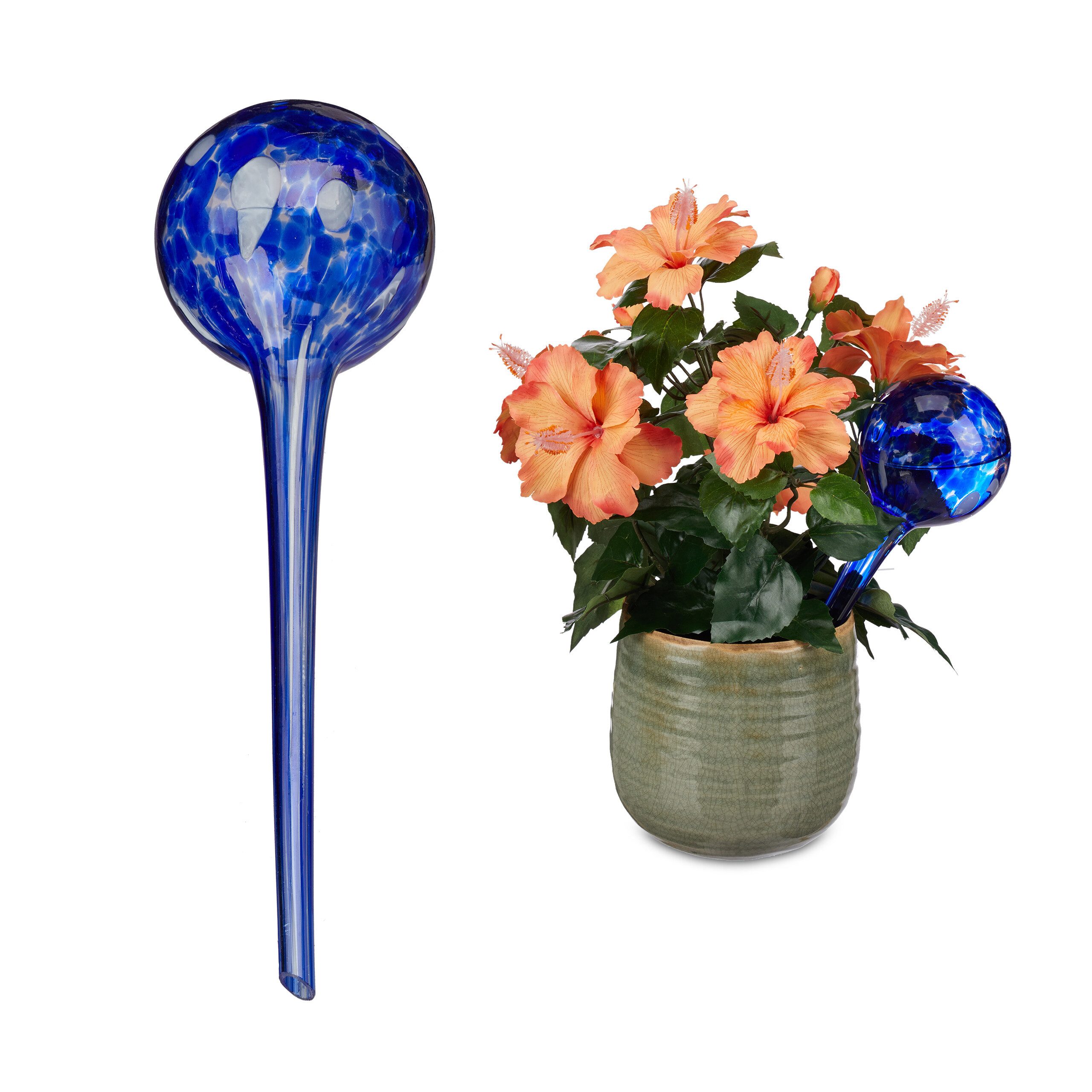 relaxdays Tropfer Bewässerungskugel 2er Set Glas, (2-tlg), blau